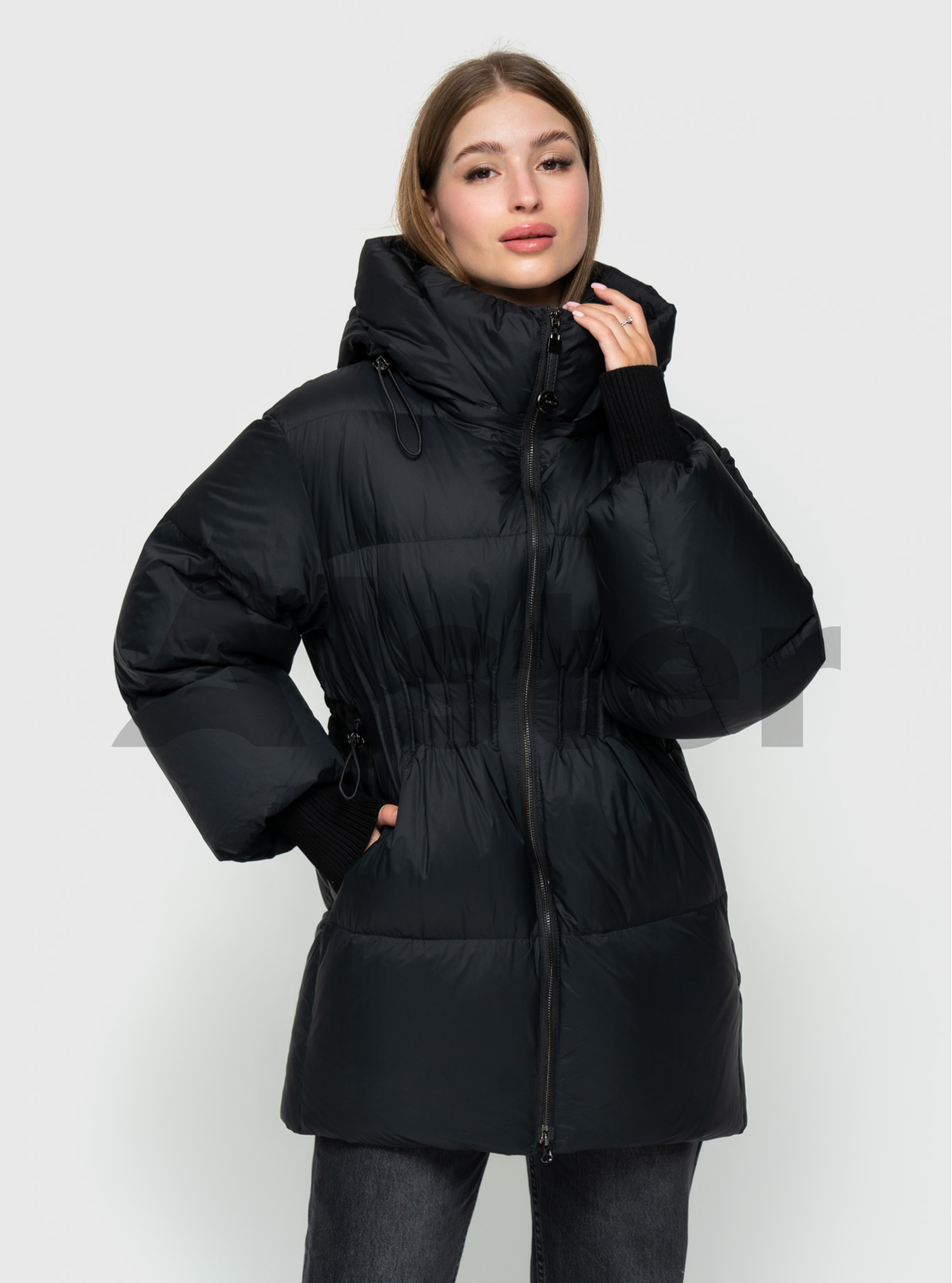 Женская зимняя куртка Clasna 718 с кулисой Чёрный S (24D718DW-07): фото - Alster.ua