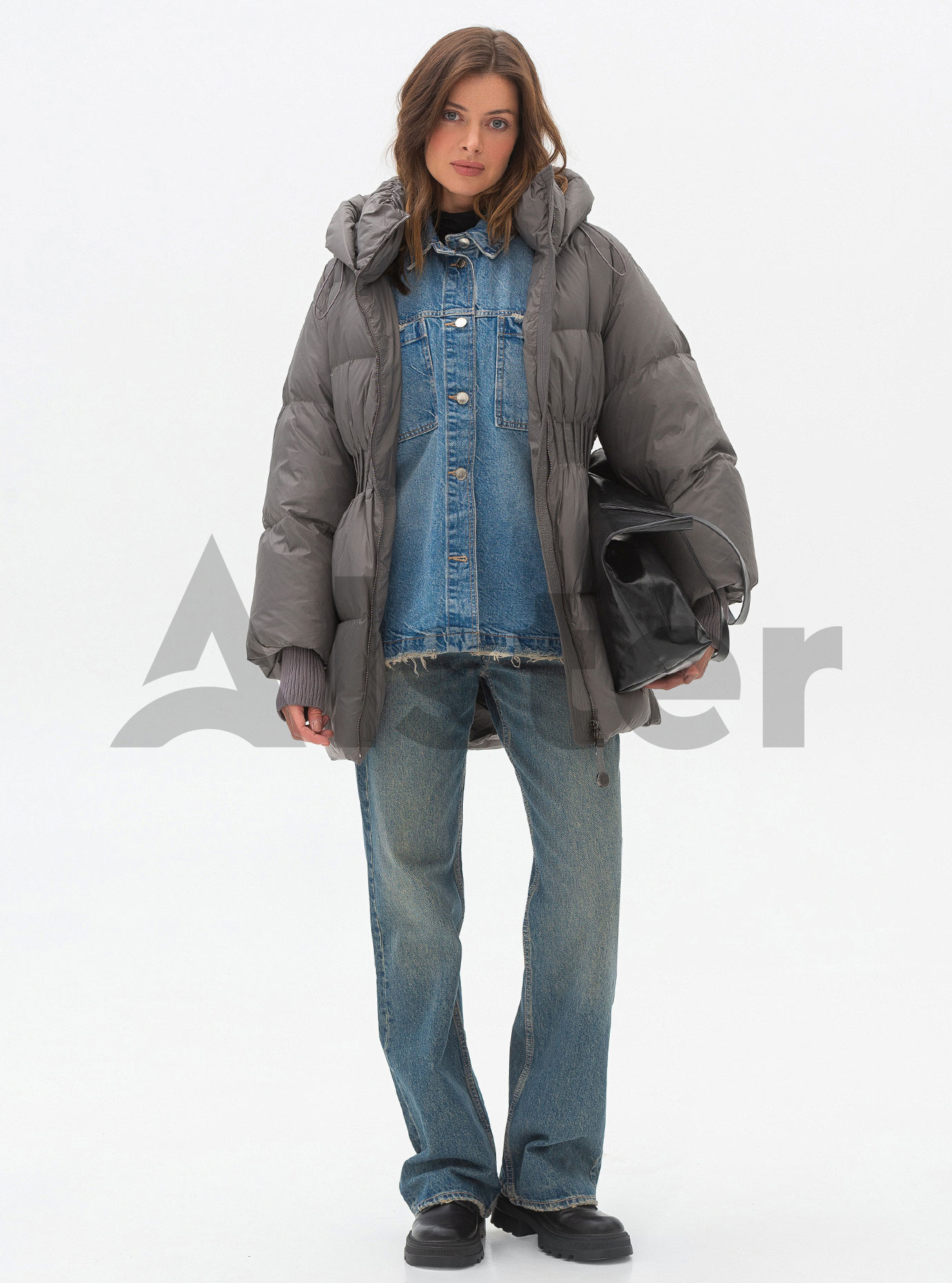 Женская зимняя куртка Clasna 718 с кулисой Графитовый L (24D718DW-06): фото - Alster.ua