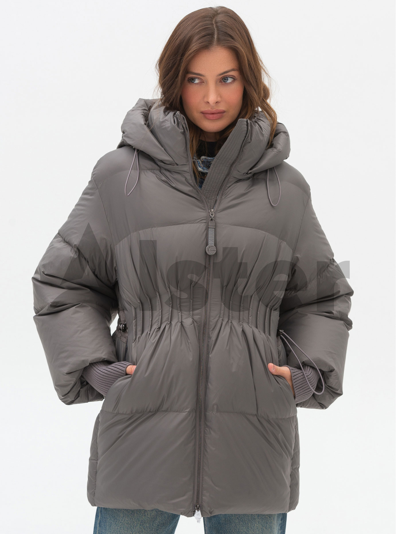 Женская зимняя куртка Clasna 718 с кулисой Графитовый L (24D718DW-06): фото - Alster.ua