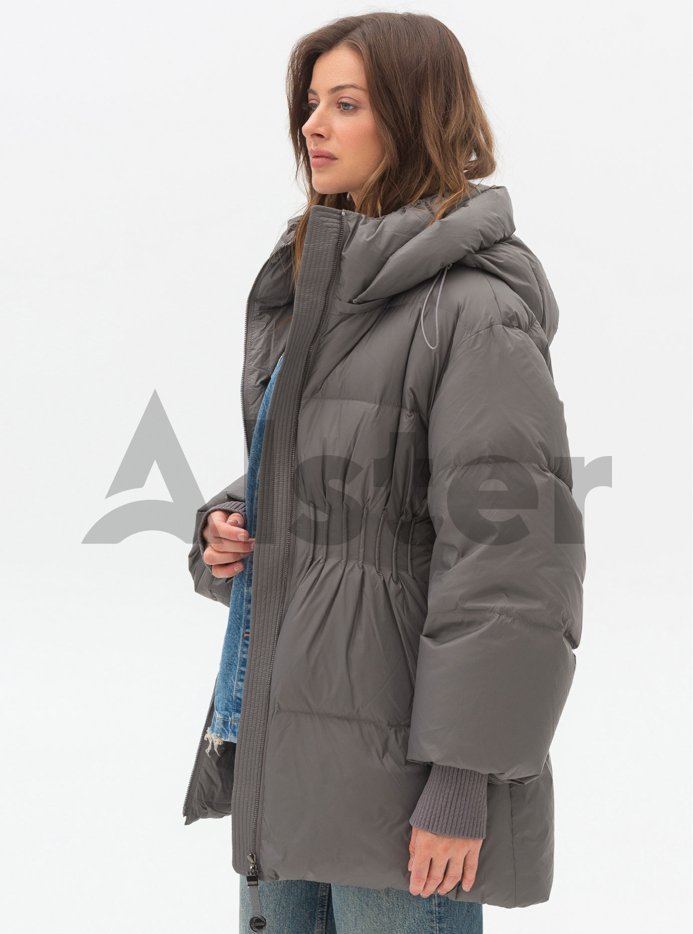 Женская зимняя куртка Clasna 718 с кулисой Графитовый L (24D718DW-06): фото - Alster.ua