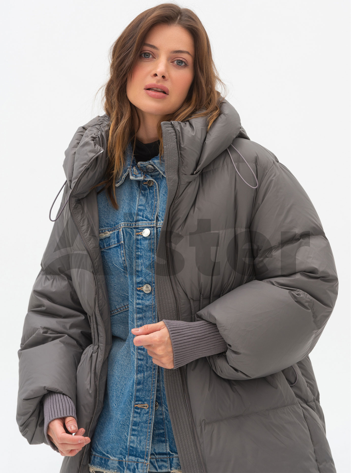 Женская зимняя куртка Clasna 718 с кулисой Графитовый L (24D718DW-06): фото - Alster.ua