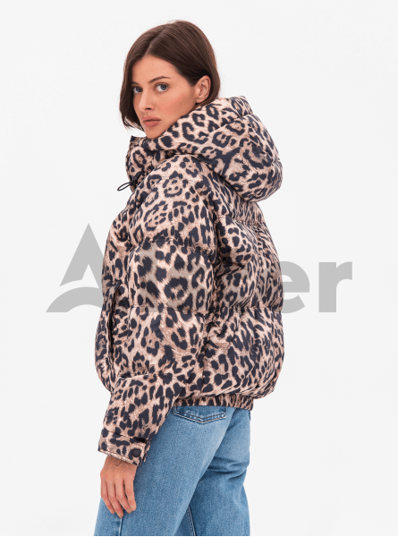 Женский пуховик Clasna 738 c леопардовым принтом Женский пуховик Clasna 738 c леопардовым принтом