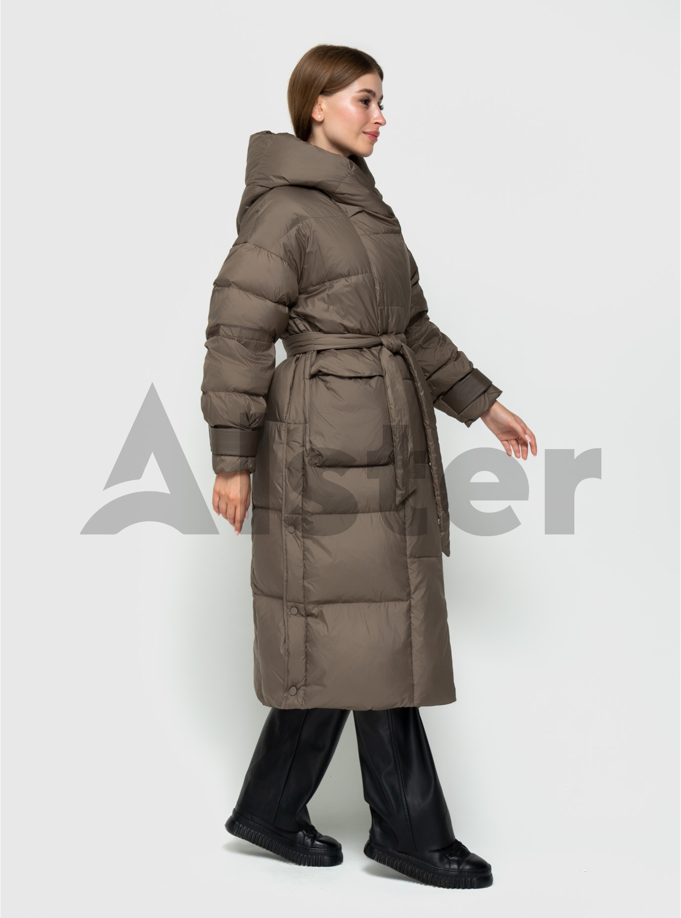 Женский зимний длинный пуховик Clasna 805 Светло-оливковый S (24D805DW-04): фото - Alster.ua