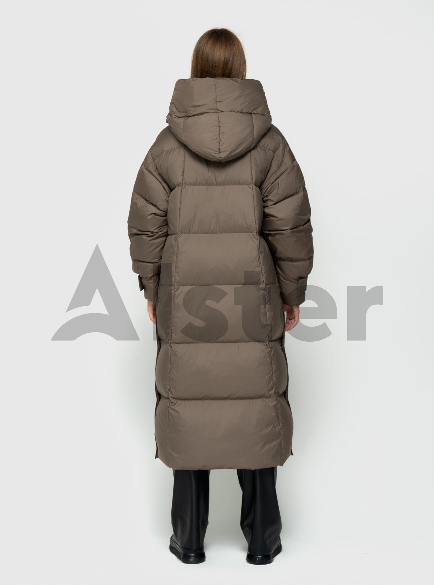 Женский зимний длинный пуховик Clasna 805 Светло-оливковый S (24D805DW-04): фото - Alster.ua