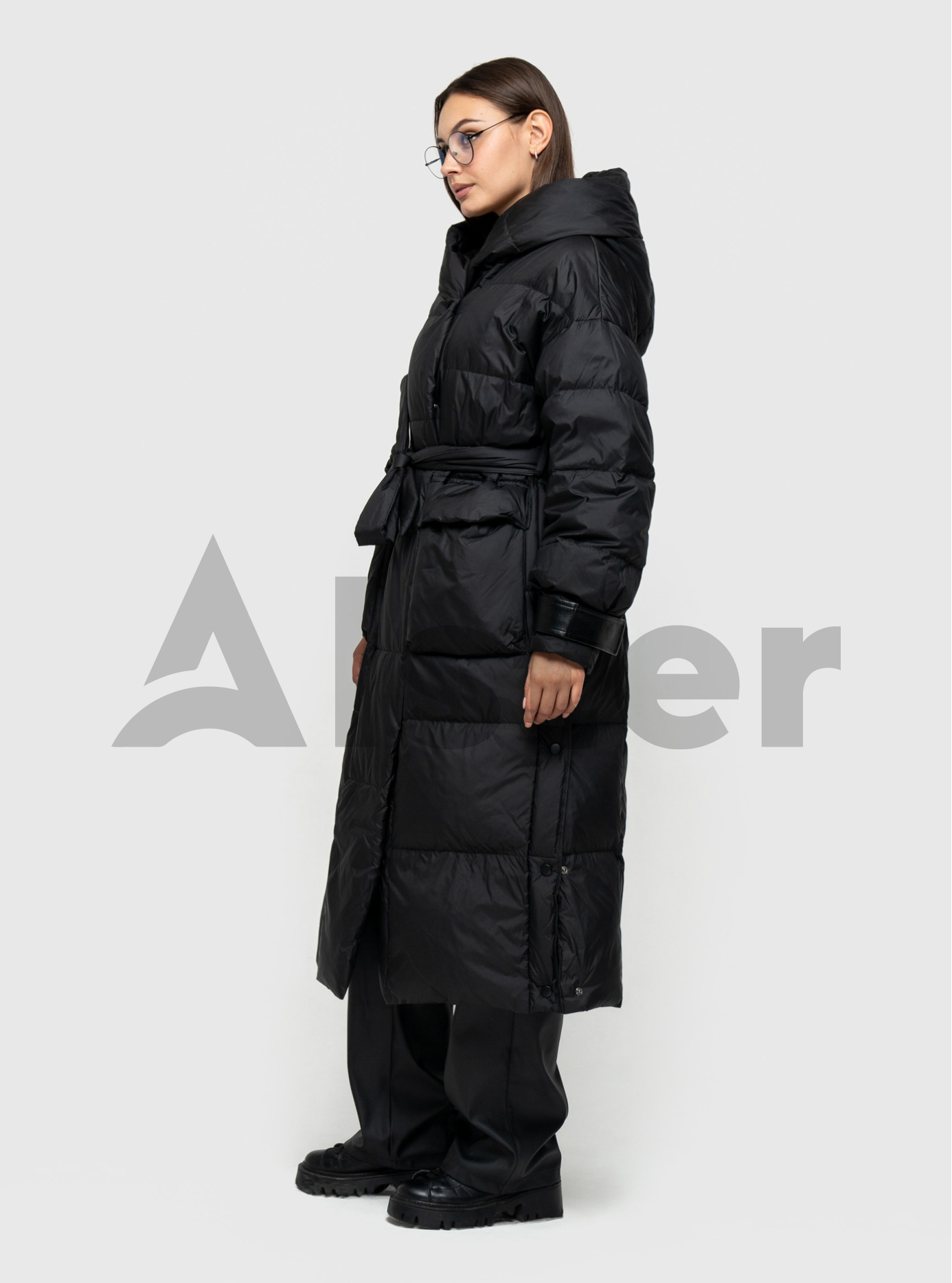 Женский зимний длинный пуховик Clasna 805 Чёрный S (24D805DW-01): фото - Alster.ua