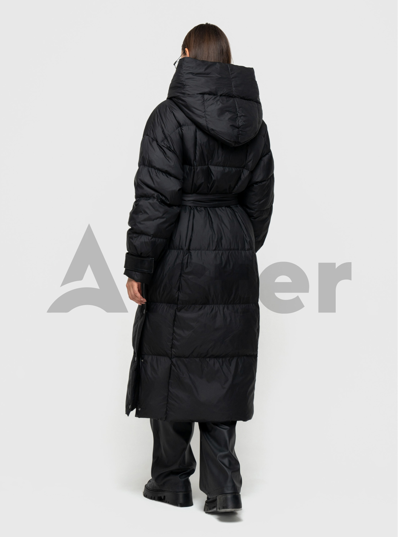 Женский зимний длинный пуховик Clasna 805 Чёрный S (24D805DW-01): фото - Alster.ua