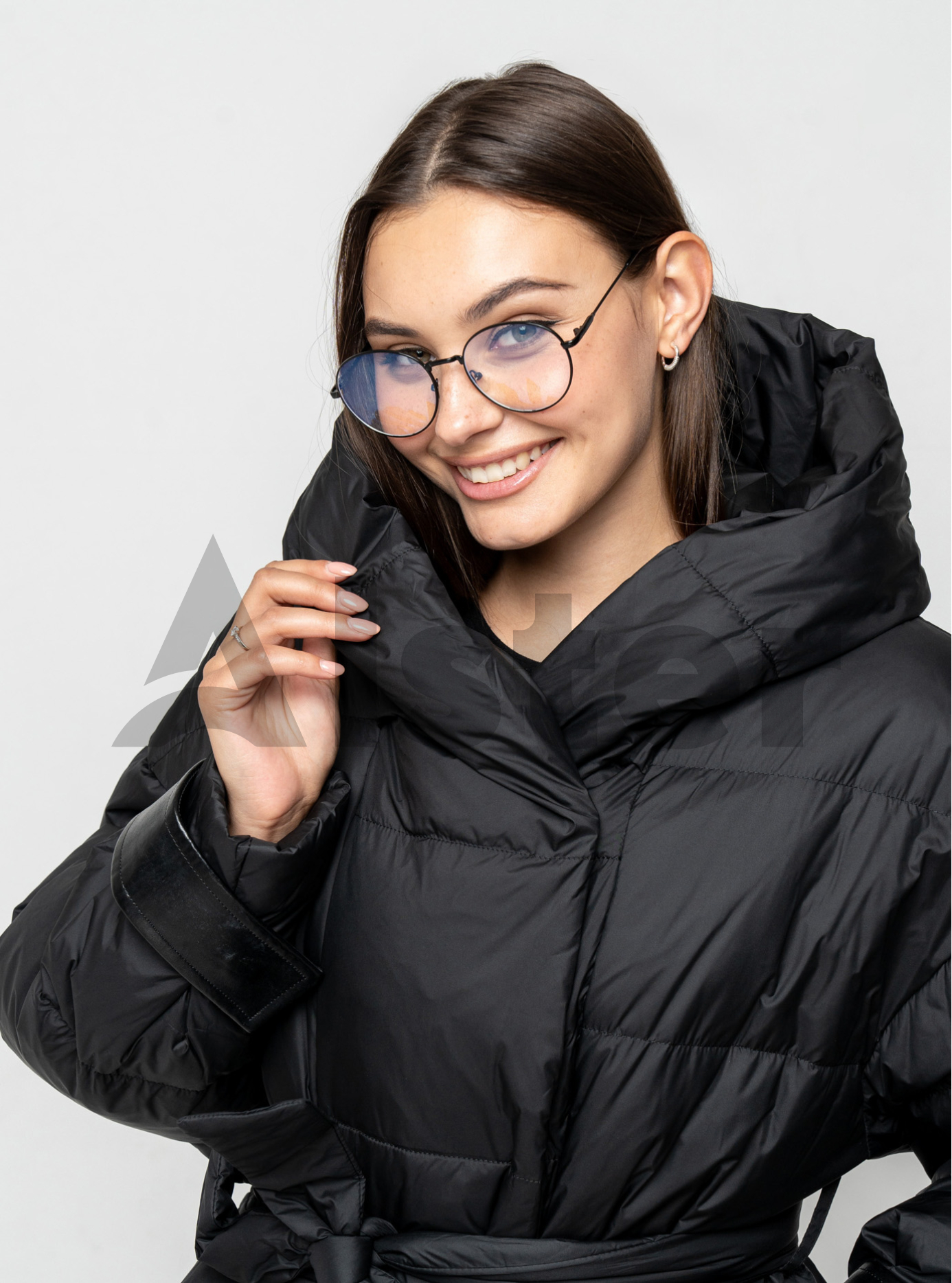 Женский зимний длинный пуховик Clasna 805 Чёрный S (24D805DW-01): фото - Alster.ua