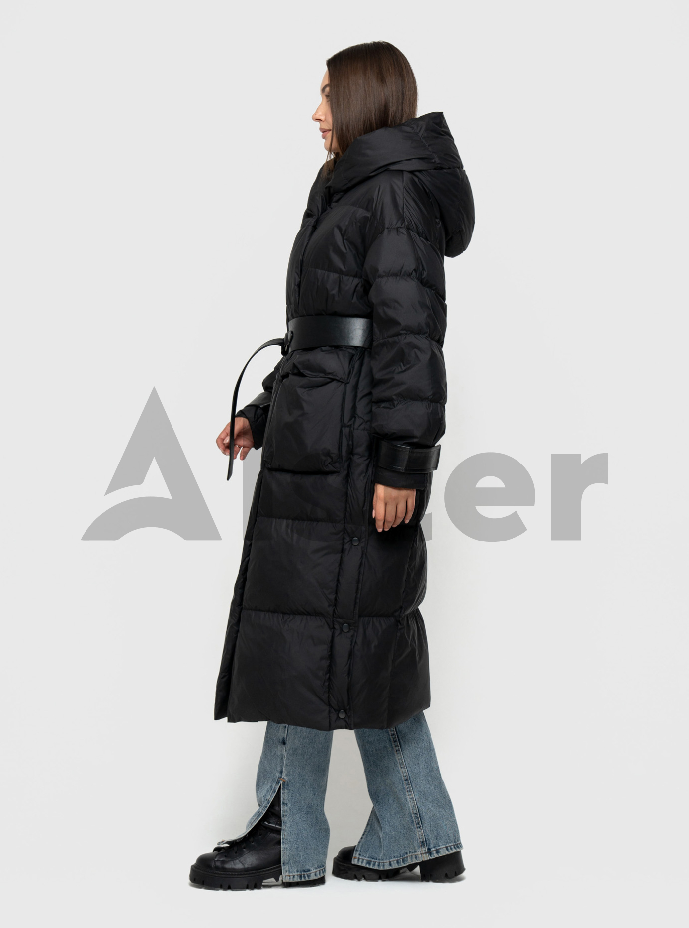 Женский зимний длинный пуховик Clasna 805 Чёрный S (24D805DW-01): фото - Alster.ua