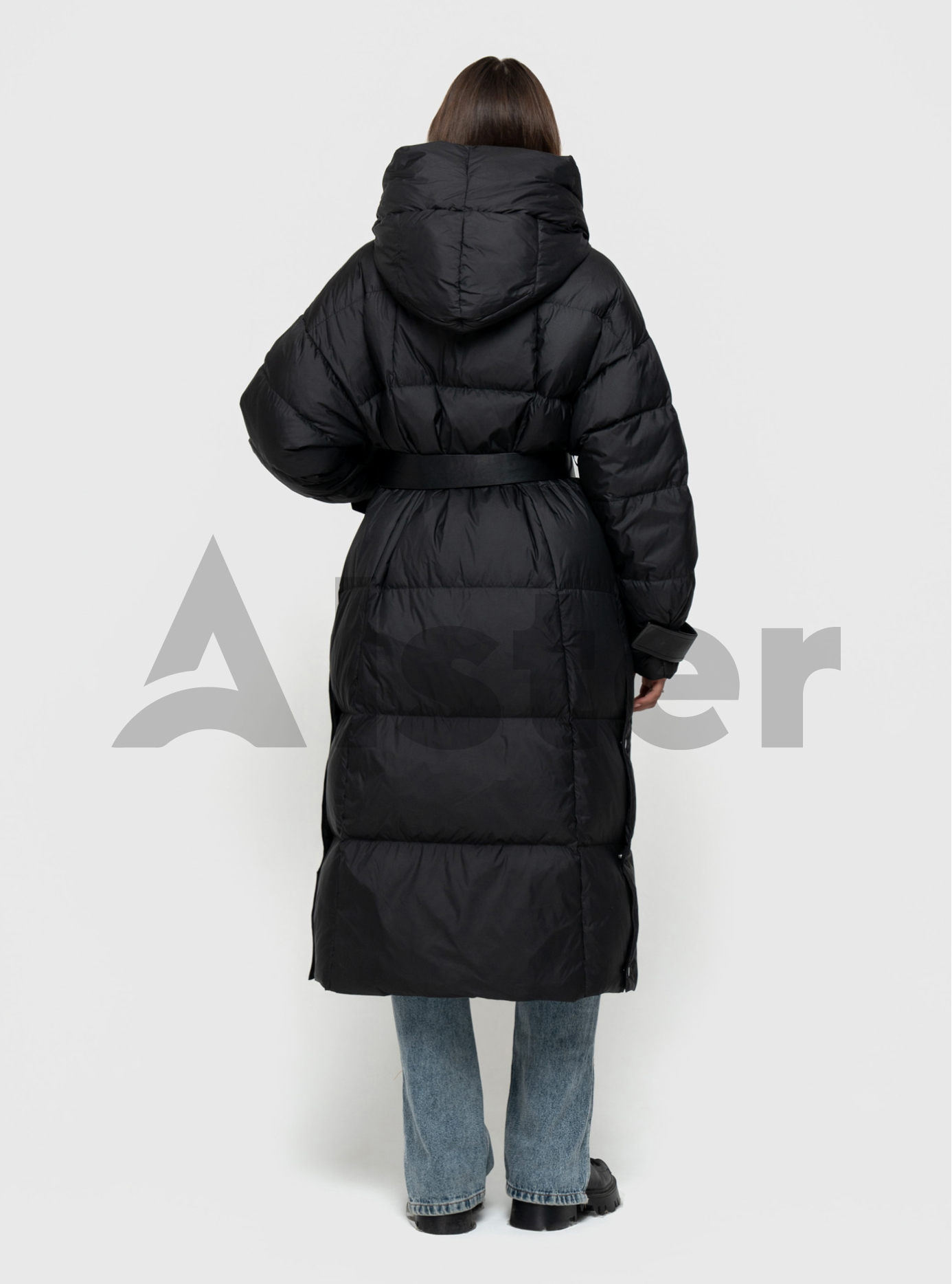 Женский зимний длинный пуховик Clasna 805 Чёрный S (24D805DW-01): фото - Alster.ua