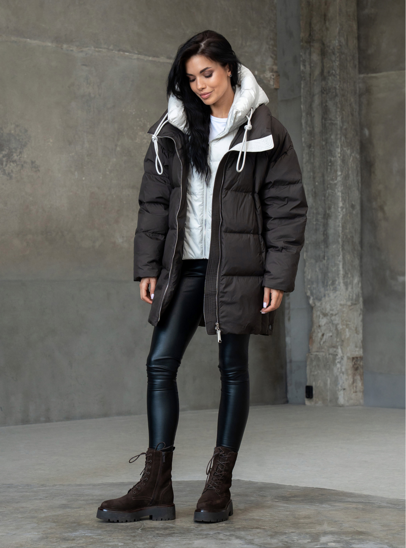Женский пуховик Clasna 25D3004DW Шоколадный 2XL (25D3004DW-10): фото - Alster.ua