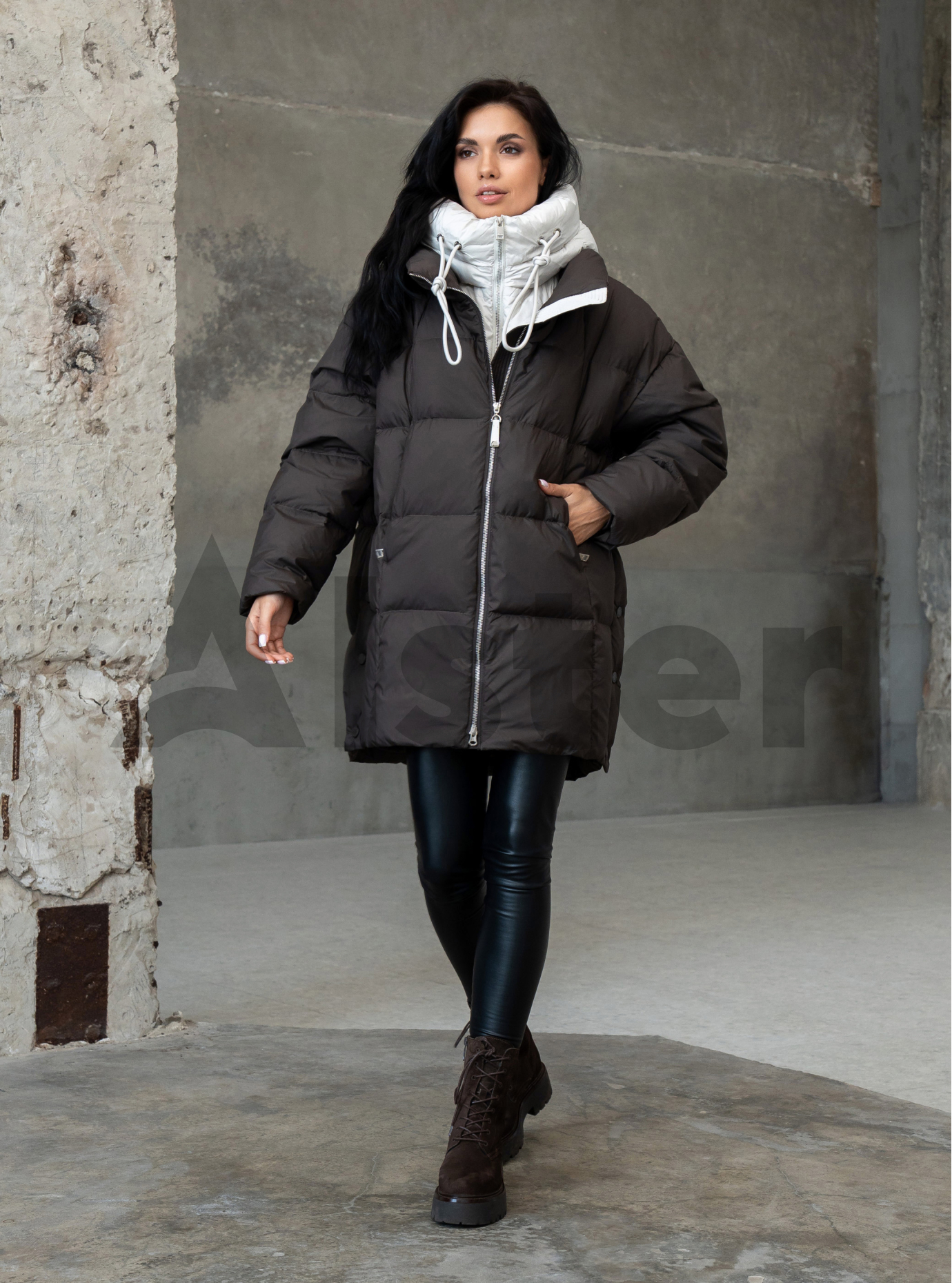 Женский пуховик Clasna 25D3004DW Шоколадный S (25D3004DW-06): фото - Alster.ua