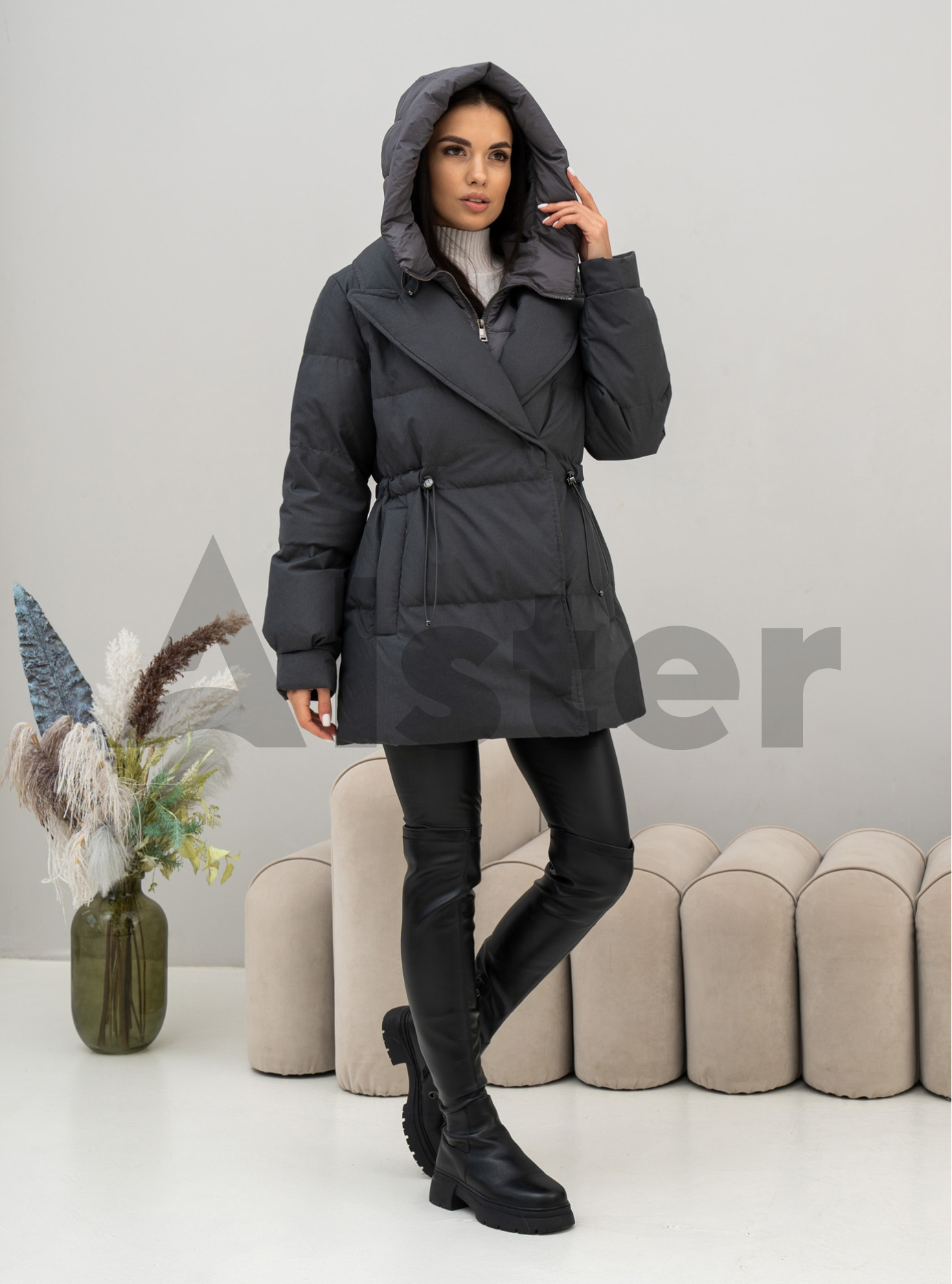 Женский пуховик Clasna 25D8528DW Графитовый M (25D8528DW-02): фото - Alster.ua