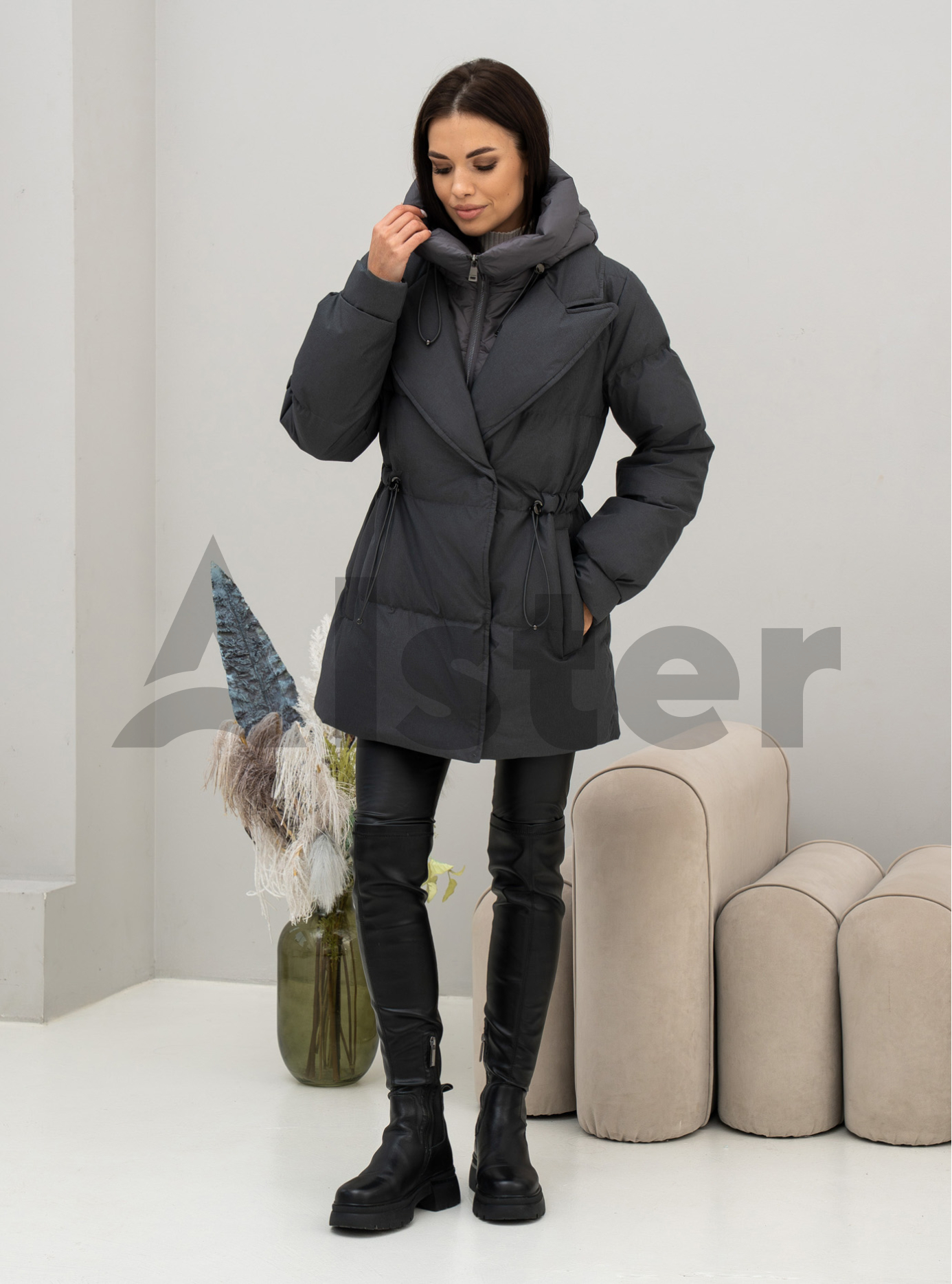 Женский пуховик Clasna 25D8528DW Графитовый M (25D8528DW-02): фото - Alster.ua
