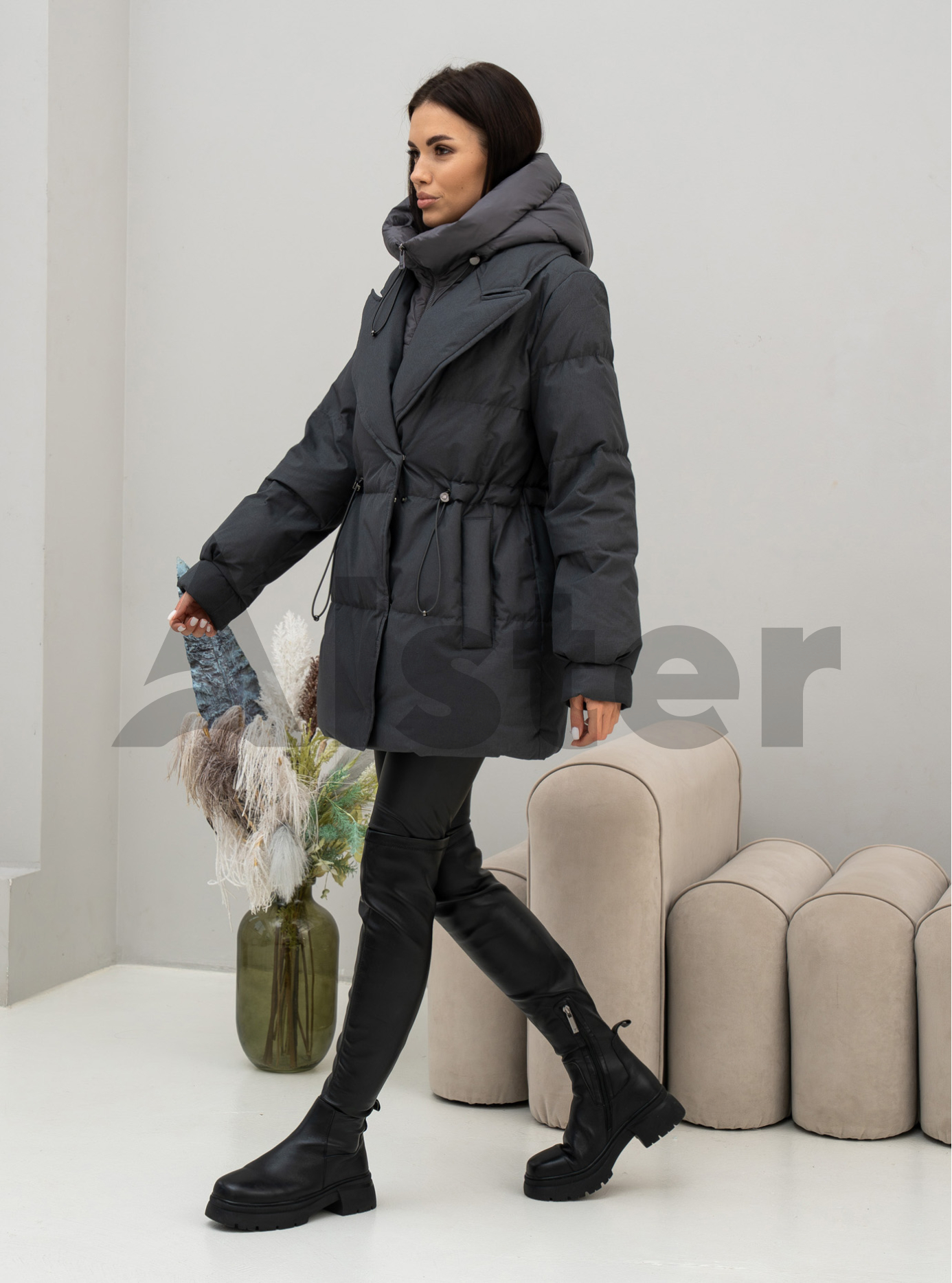 Женский пуховик Clasna 25D8528DW Графитовый M (25D8528DW-02): фото - Alster.ua