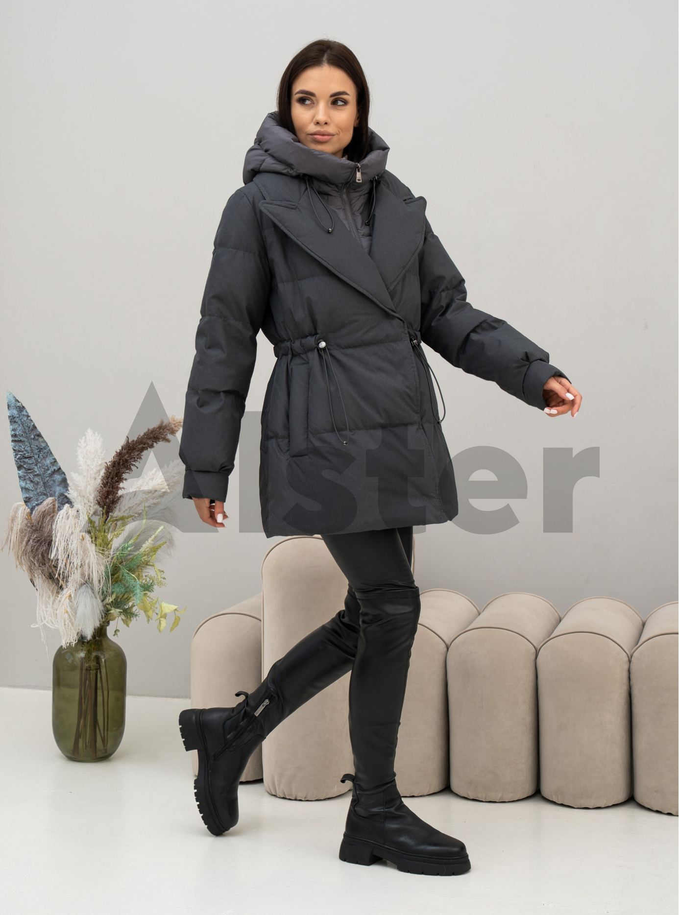 Женский пуховик Clasna 25D8528DW Графитовый M (25D8528DW-02): фото - Alster.ua