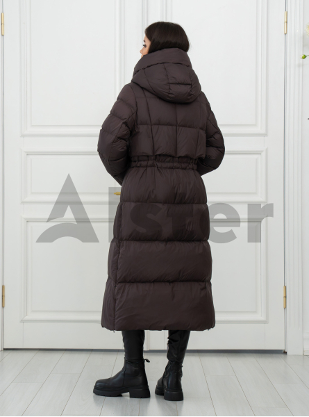 Длинный женский пуховик CLASNA 8541 с капюшоном