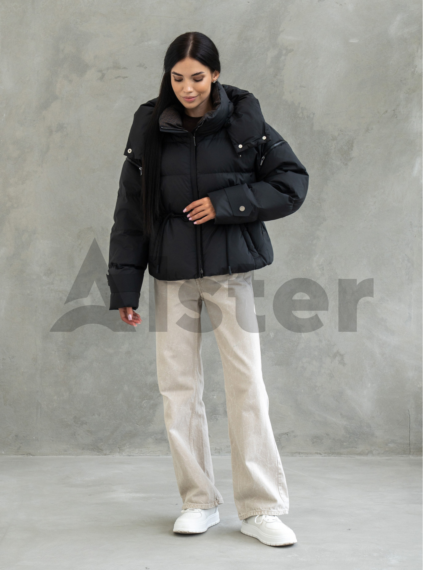 Короткий жіночий пуховик з капюшоном Clasna 1008 Чорний XS (CWGD1008DW-01): фото - Alster.ua