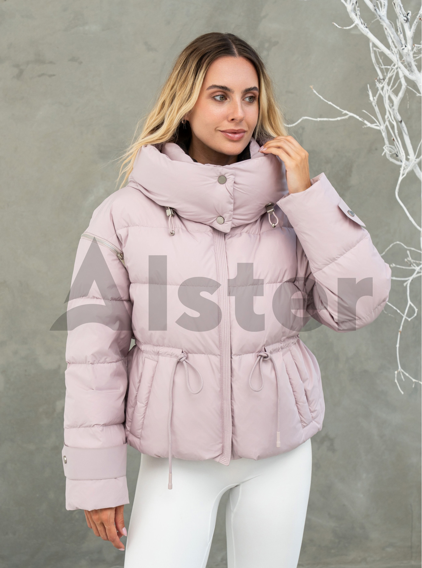 Короткий жіночий пуховик з капюшоном Clasna 1008 Пудра S (CWGD1008DW-08): фото - Alster.ua