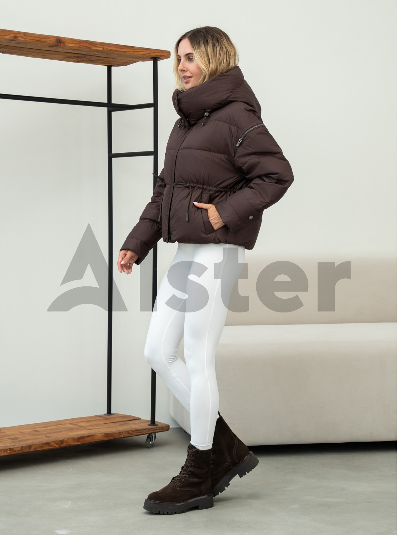 Короткий жіночий пуховик з капюшоном Clasna 1008 Шоколадний XS (CWGD1008DW-04): фото - Alster.ua