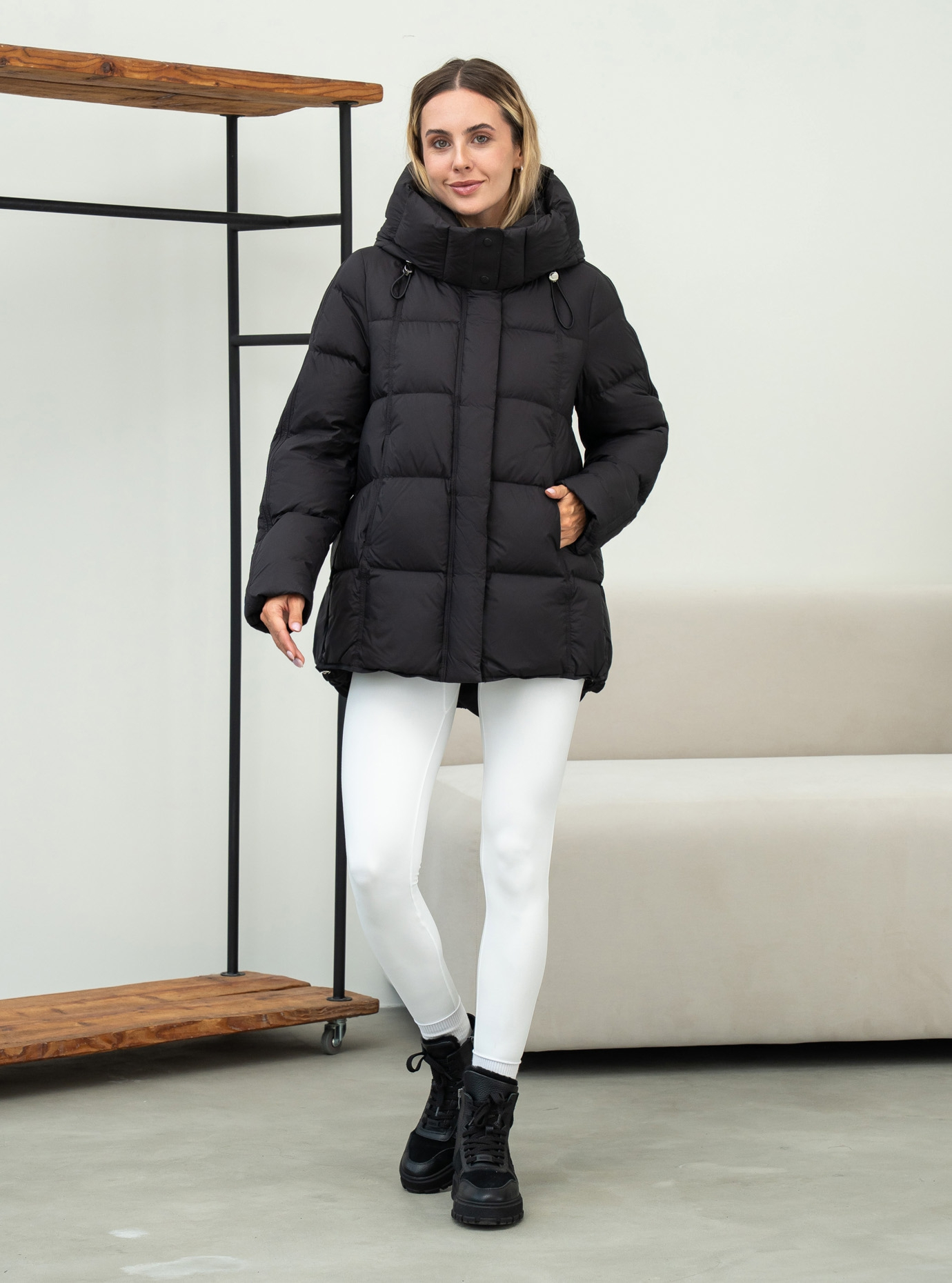 Женский пуховик средней длины Clasna 1049 Молоко M (CWGD1049DW-11): фото - Alster.ua