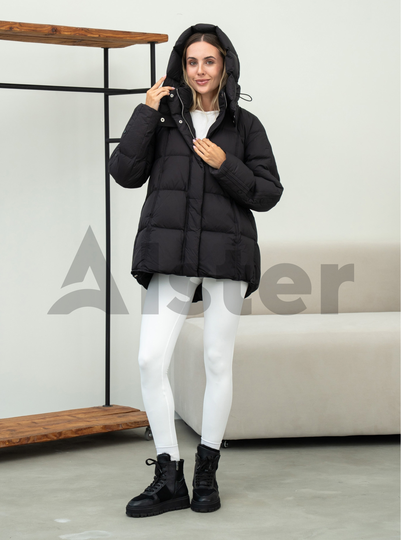 Женский пуховик средней длины Clasna 1049 Молоко M (CWGD1049DW-11): фото - Alster.ua