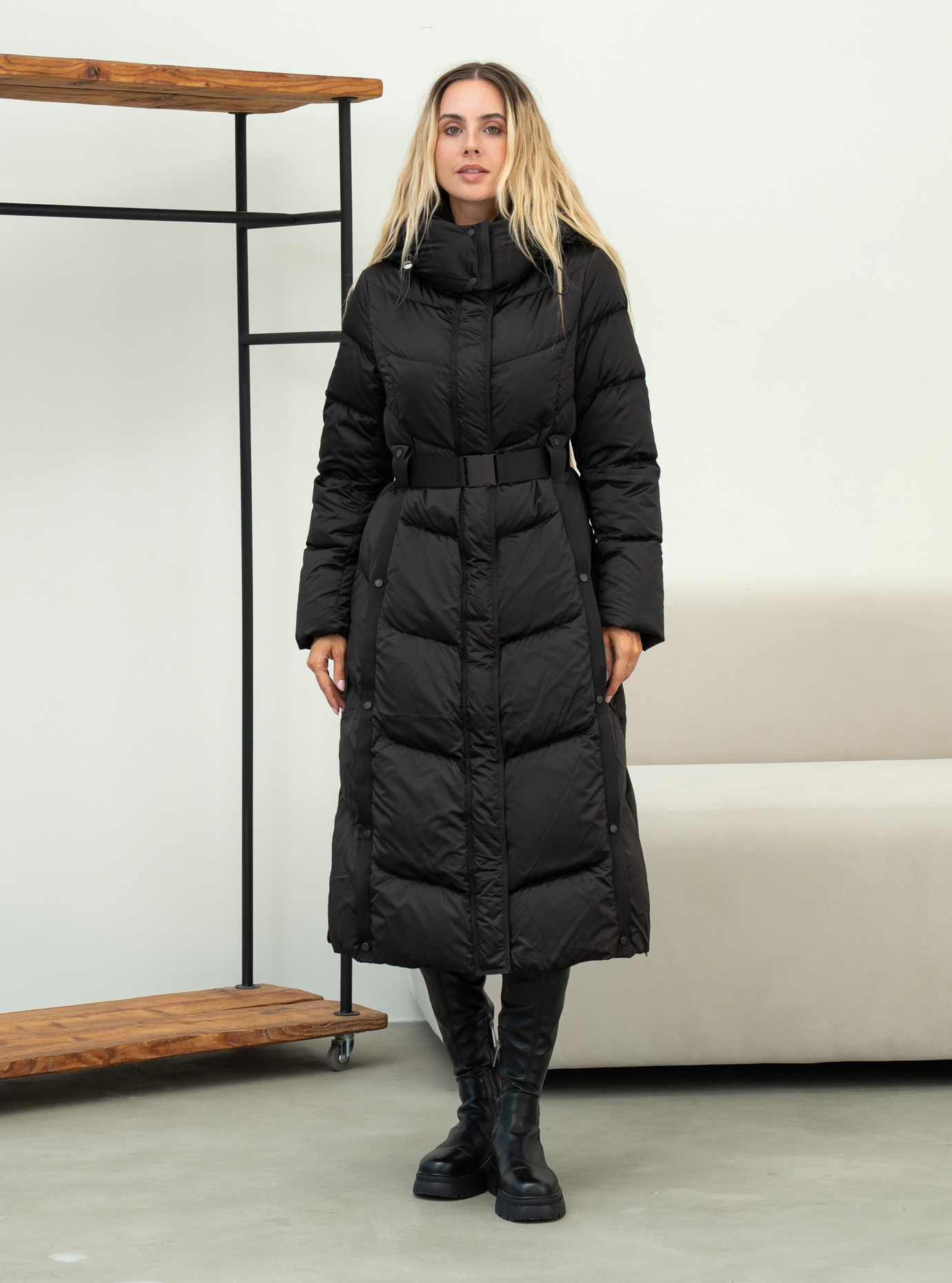 Длинный женский пуховик Clasna 975 Ежевика S (CWGD975DW-14): фото - Alster.ua