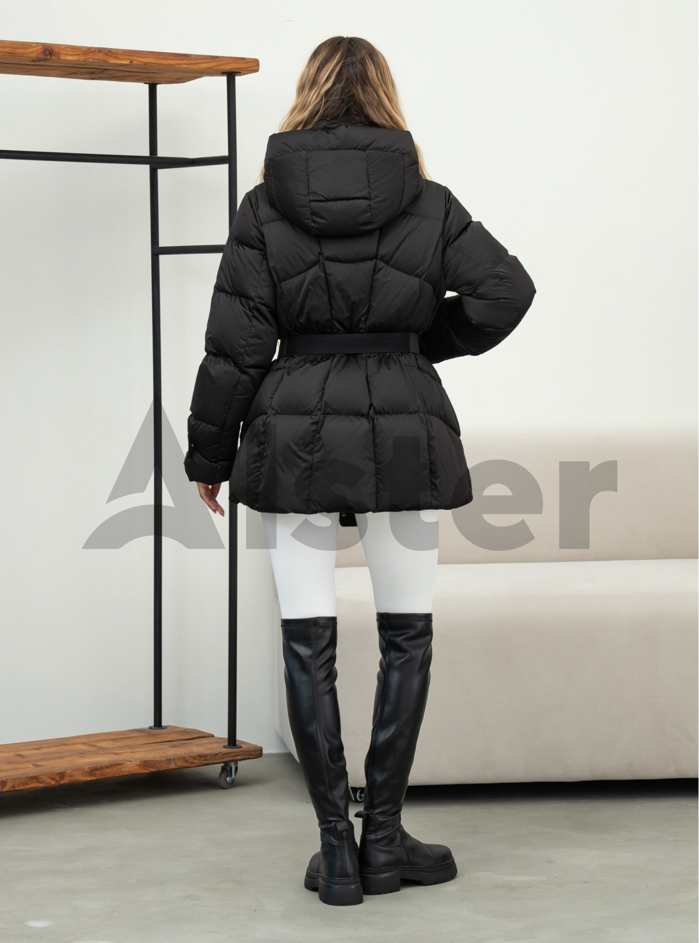 Жіночий пуховик середньої довжини Clasna 977 Графітовий XL (CWGD977DW-16): фото - Alster.ua