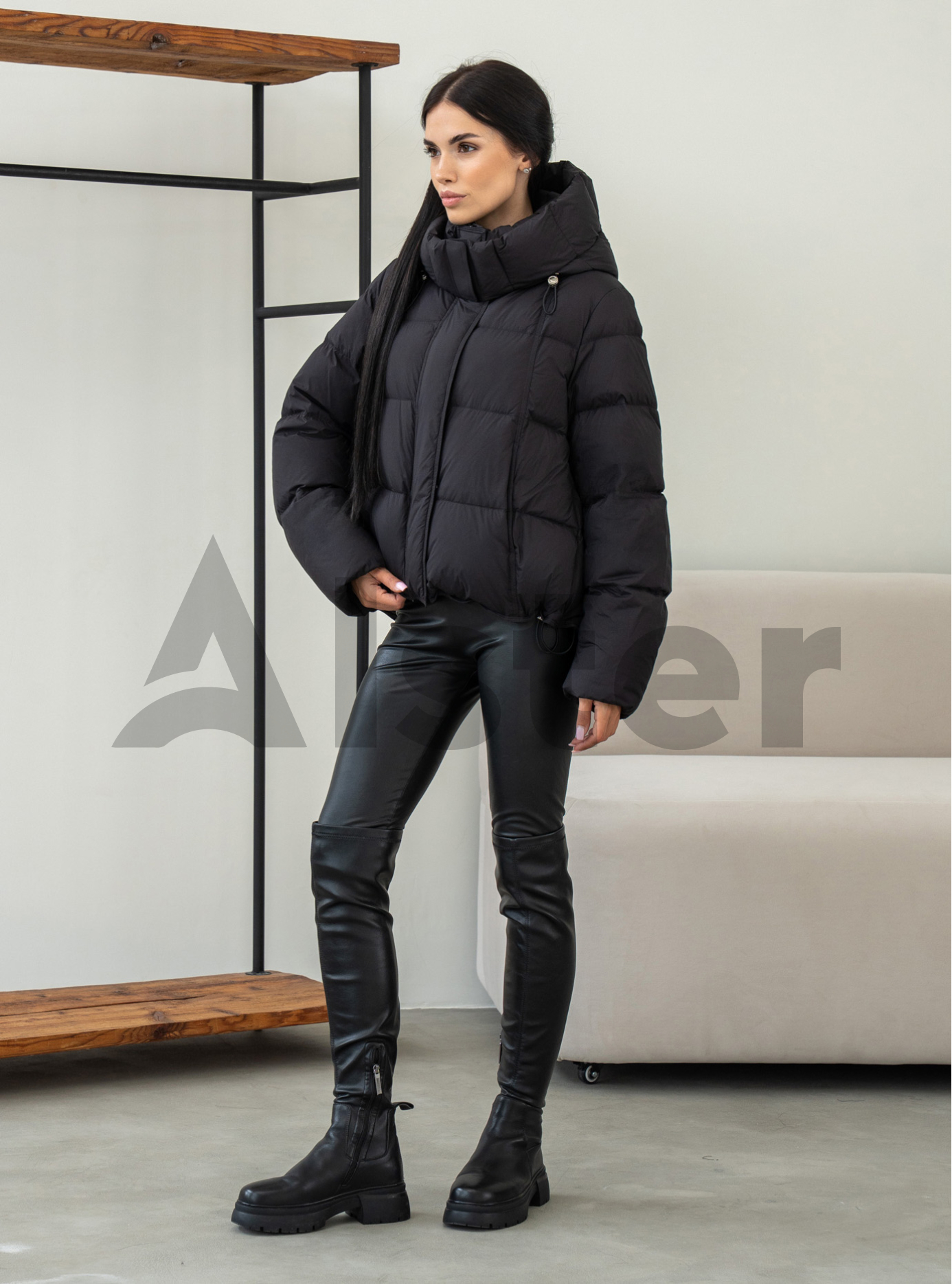Жіночий пуховик з капюшоном Clasna 978 Чорний XS (CWGD978DW-06): фото - Alster.ua