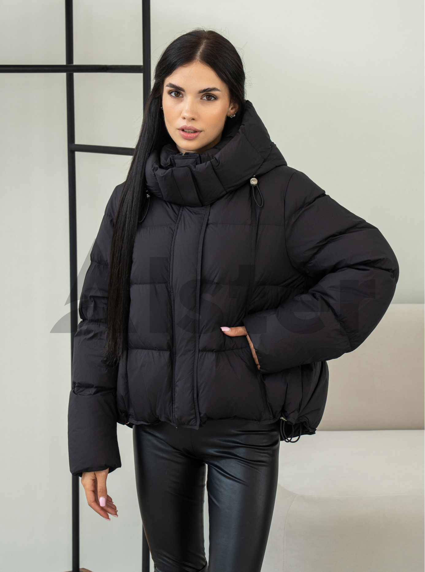 Жіночий пуховик з капюшоном Clasna 978 Чорний XS (CWGD978DW-06): фото - Alster.ua