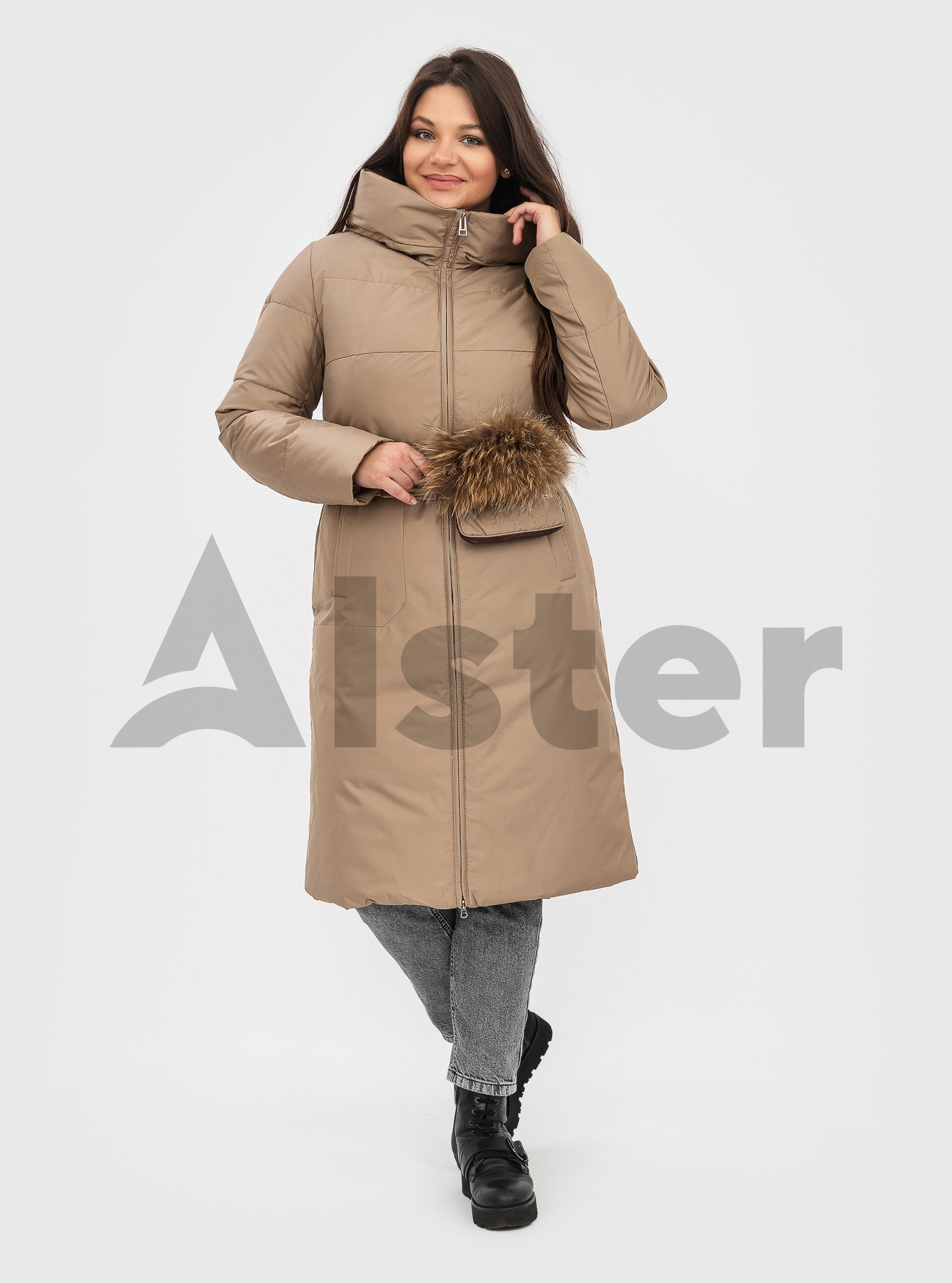 Женская зимняя куртка CLASNA JOY Тёмный бежевый S (JW21D1026CW-01): фото - Alster.ua