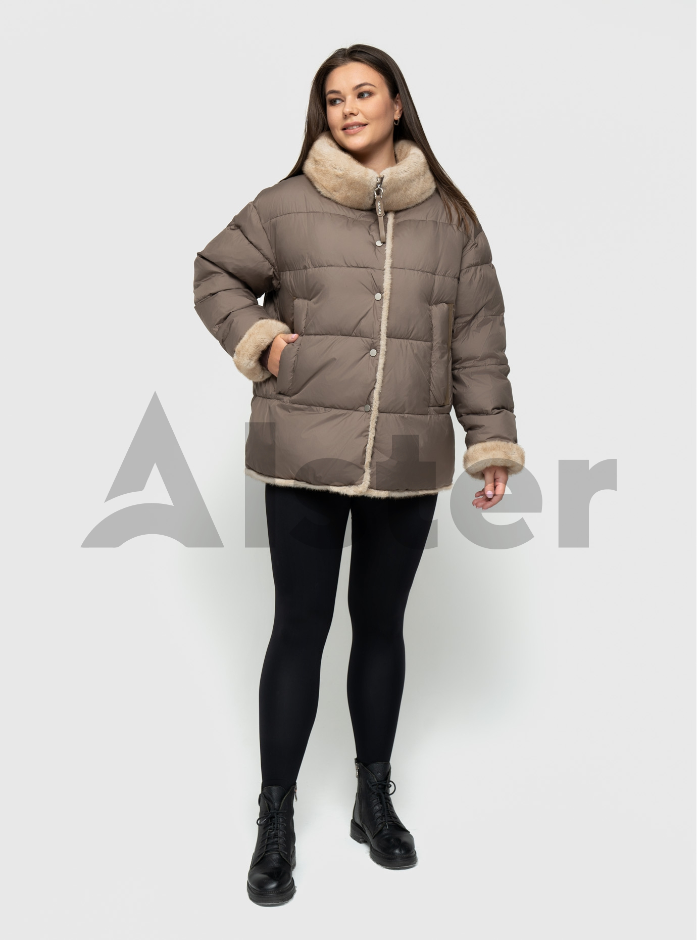 Зимняя женская куртка CLASNA JOY 079 с мехом Коричневый 50 (23D079CK-27): фото - Alster.ua