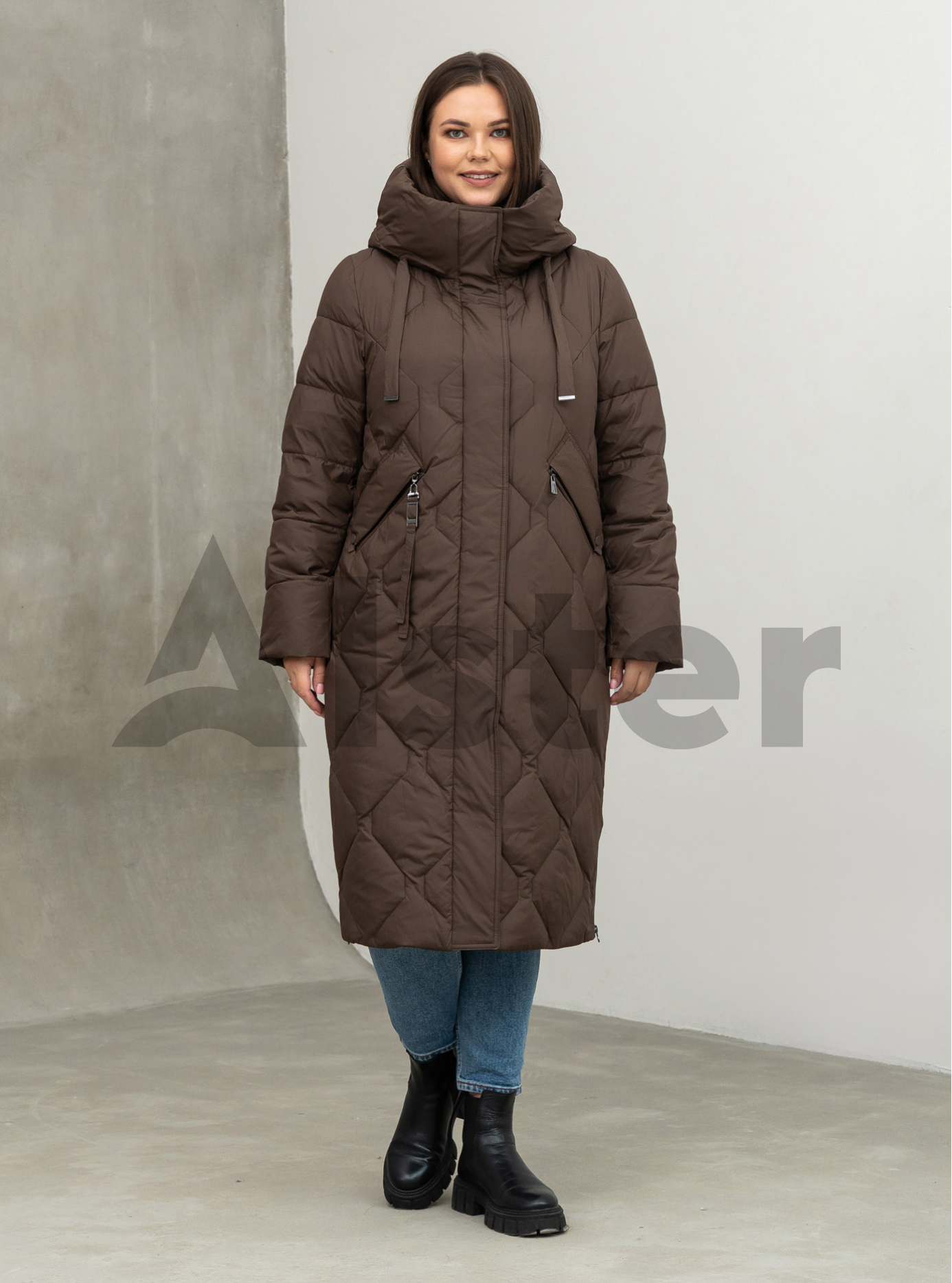 Женское пальто больших размеров DEIFY 3315 big size Шоколадный 4XL (DFY3315-19): фото - Alster.ua