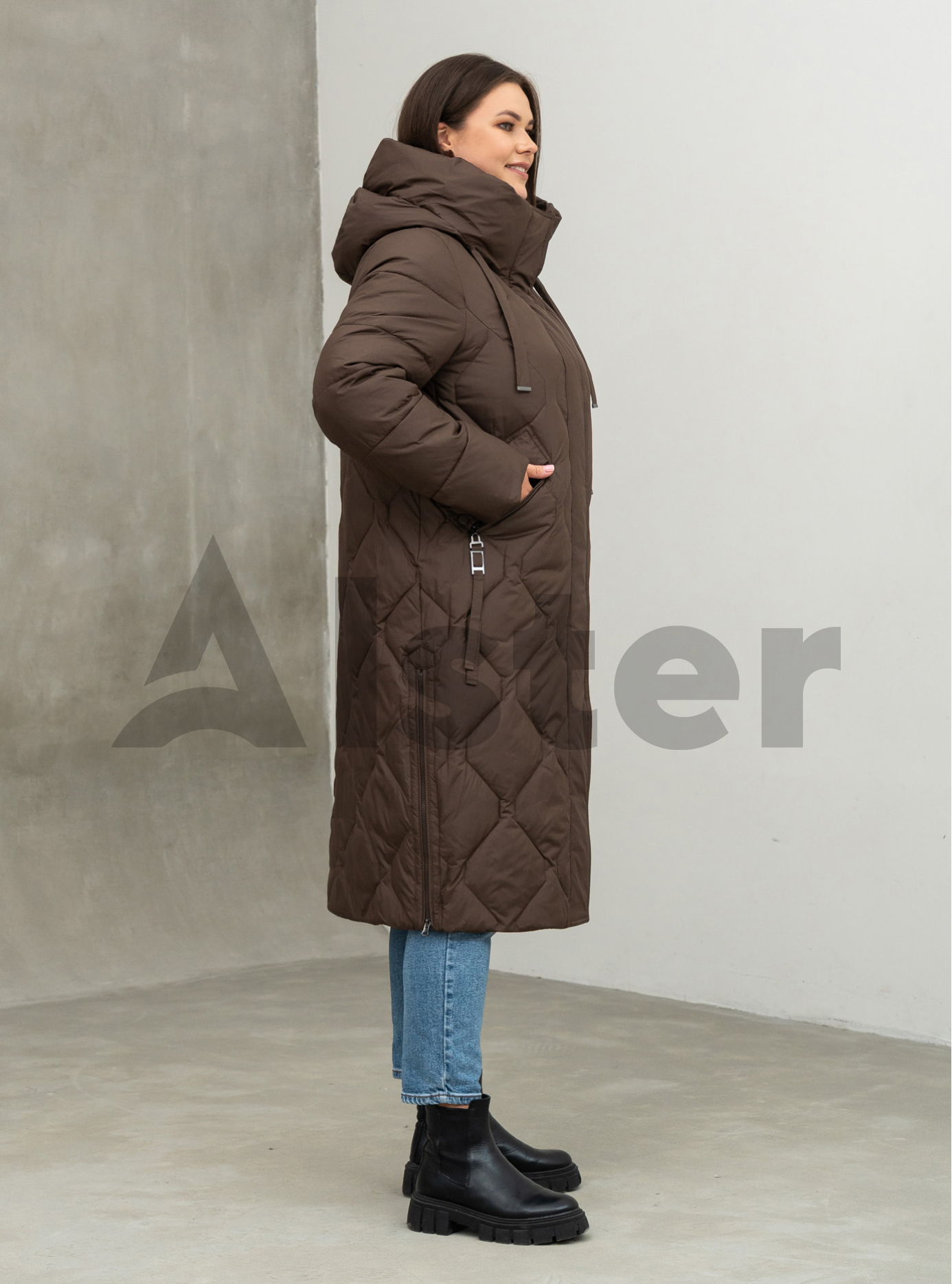 Женское пальто больших размеров DEIFY 3315 big size Шоколадный 4XL (DFY3315-19): фото - Alster.ua