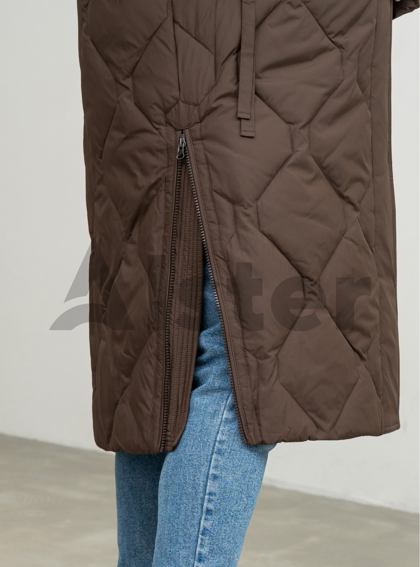 Женское пальто больших размеров DEIFY 3315 big size Шоколадный 4XL (DFY3315-19): фото - Alster.ua