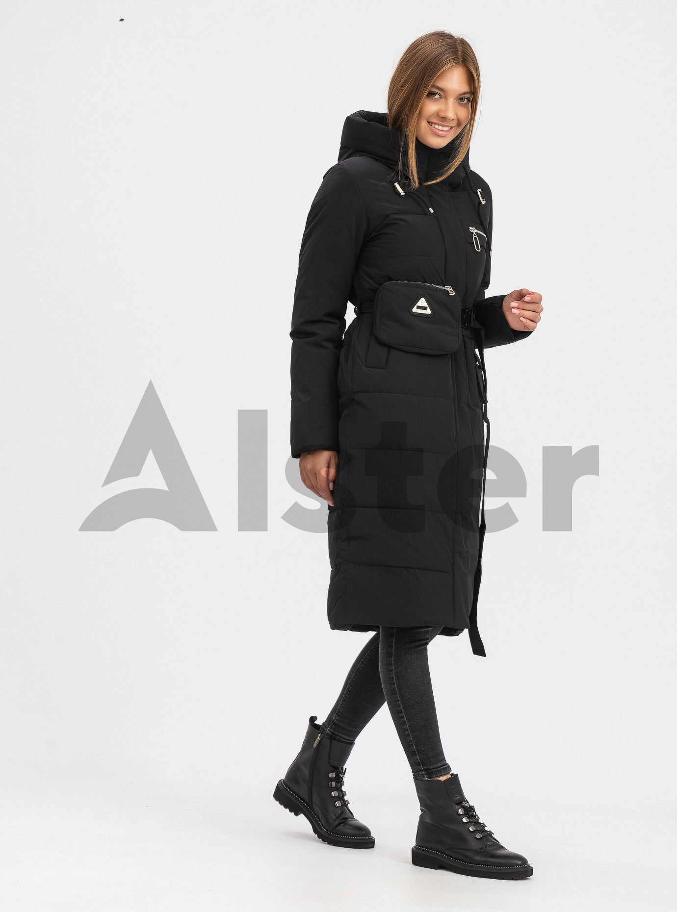 Женская зимняя куртка под пояс FineBabyCat Чёрный 2XL (21-319-05): фото - Alster.ua