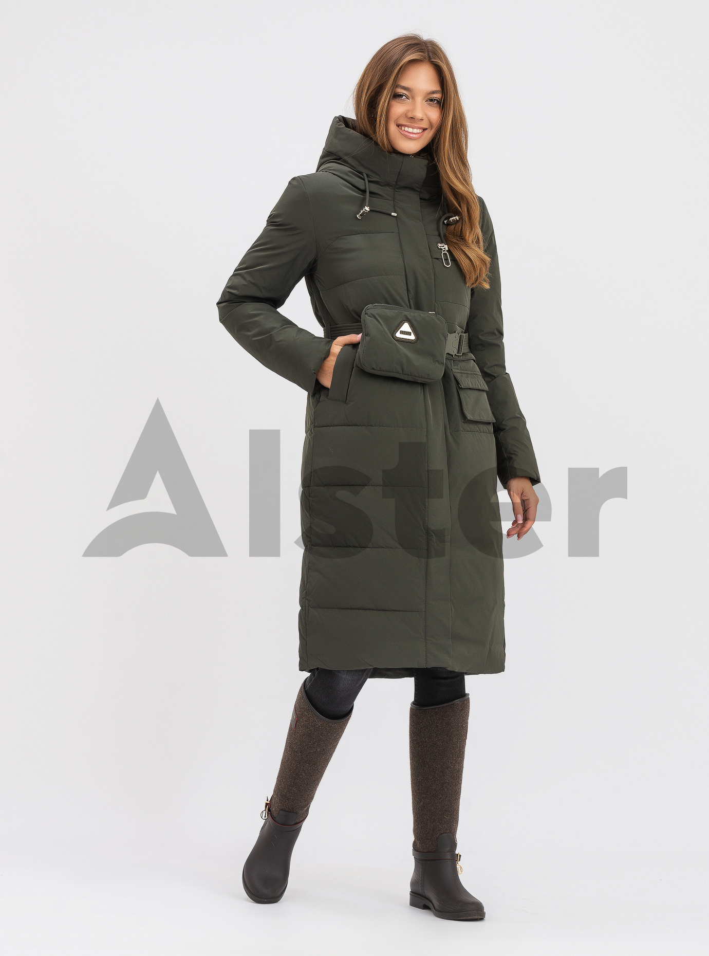 Женская зимняя куртка под пояс FineBabyCat Хаки M (21-319-12): фото - Alster.ua