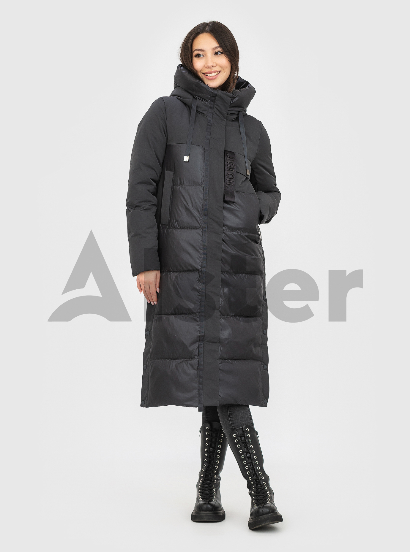Женская длинная куртка FineBabyCat Графитовый M (21-565-12): фото - Alster.ua