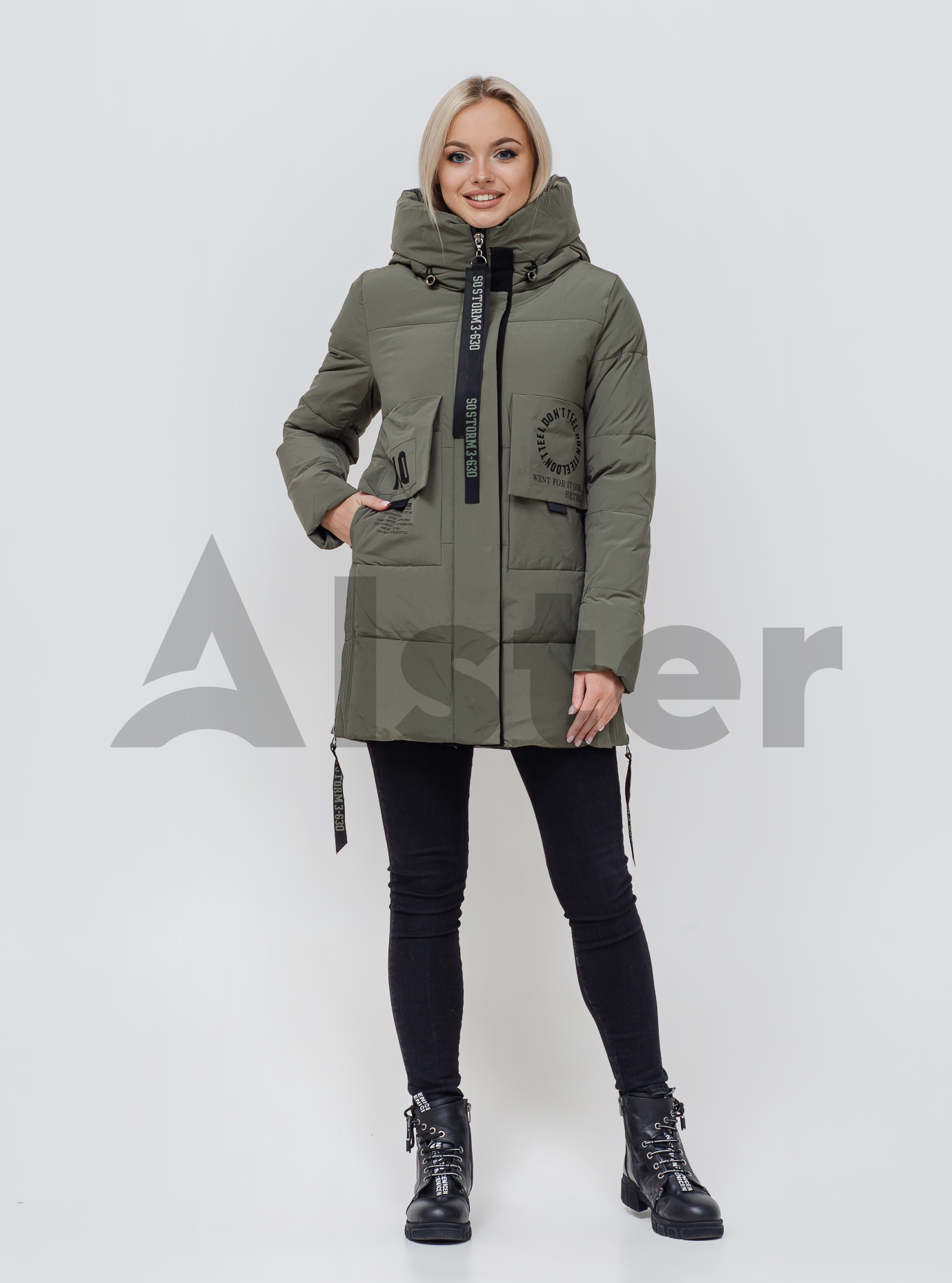 Зимняя женская куртка с капюшоном Серо-зелёный M (07-VP201006): фото - Alster.ua Зимняя женская куртка с капюшоном Серо-зелёный M (07-VP201006): фото - Alster.ua