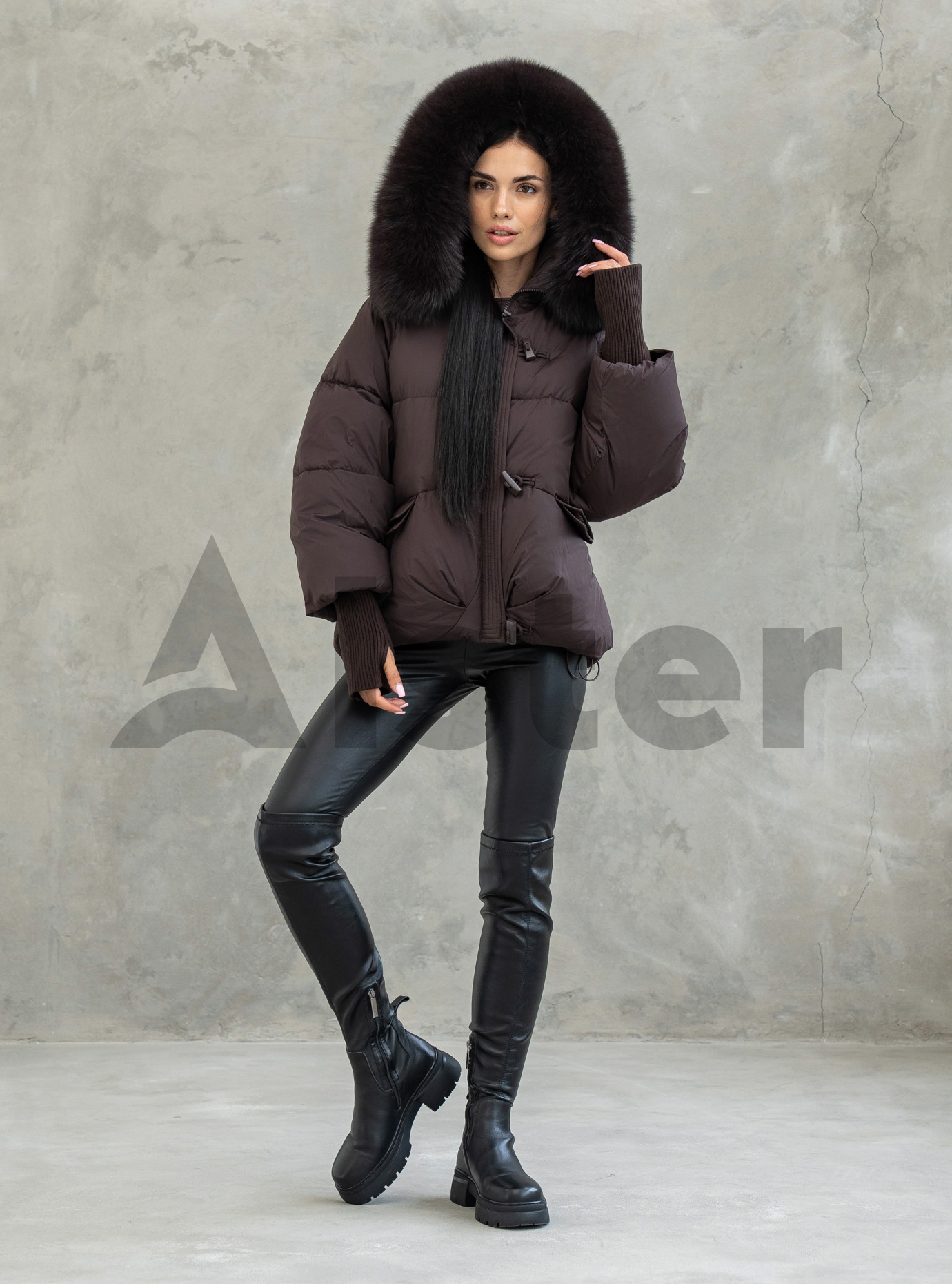 Жіноча зимова куртка з хутром Hailuozi 1671 Шоколадний 48 (26HAL1671P-09): фото - Alster.ua