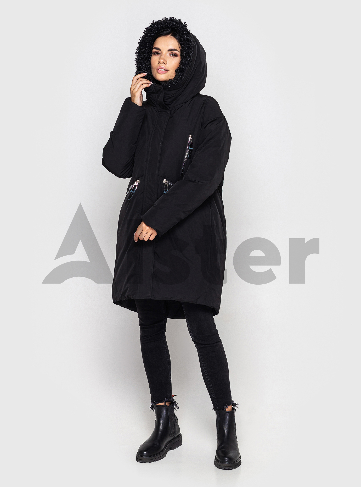 Зимняя удлиненная куртка с экомехом Чёрный L (JRP2391-03): фото - Alster.ua