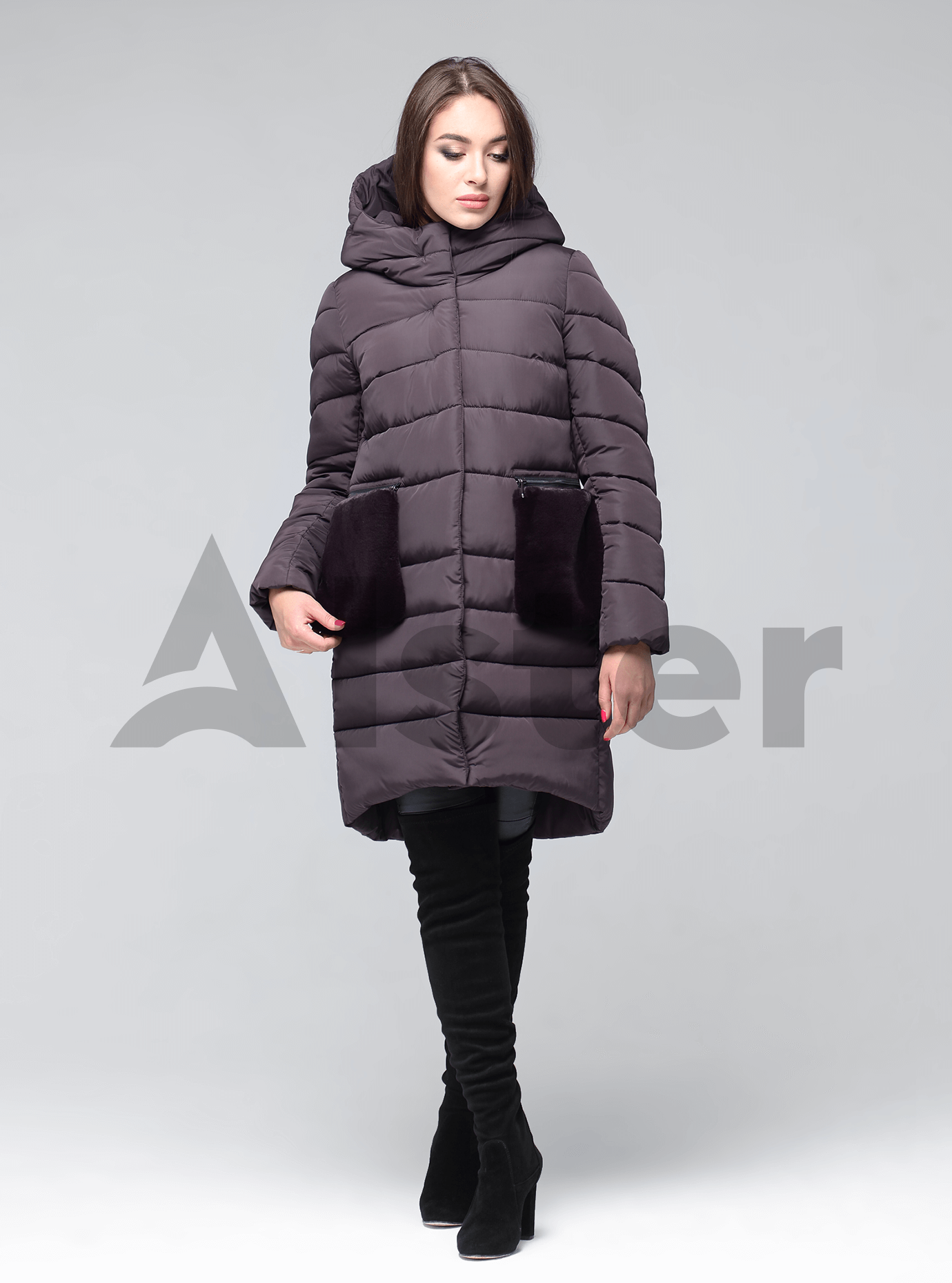 Женская куртка зимняя ниже колена Коричневый 44 (02-KT190215): фото - Alster.ua