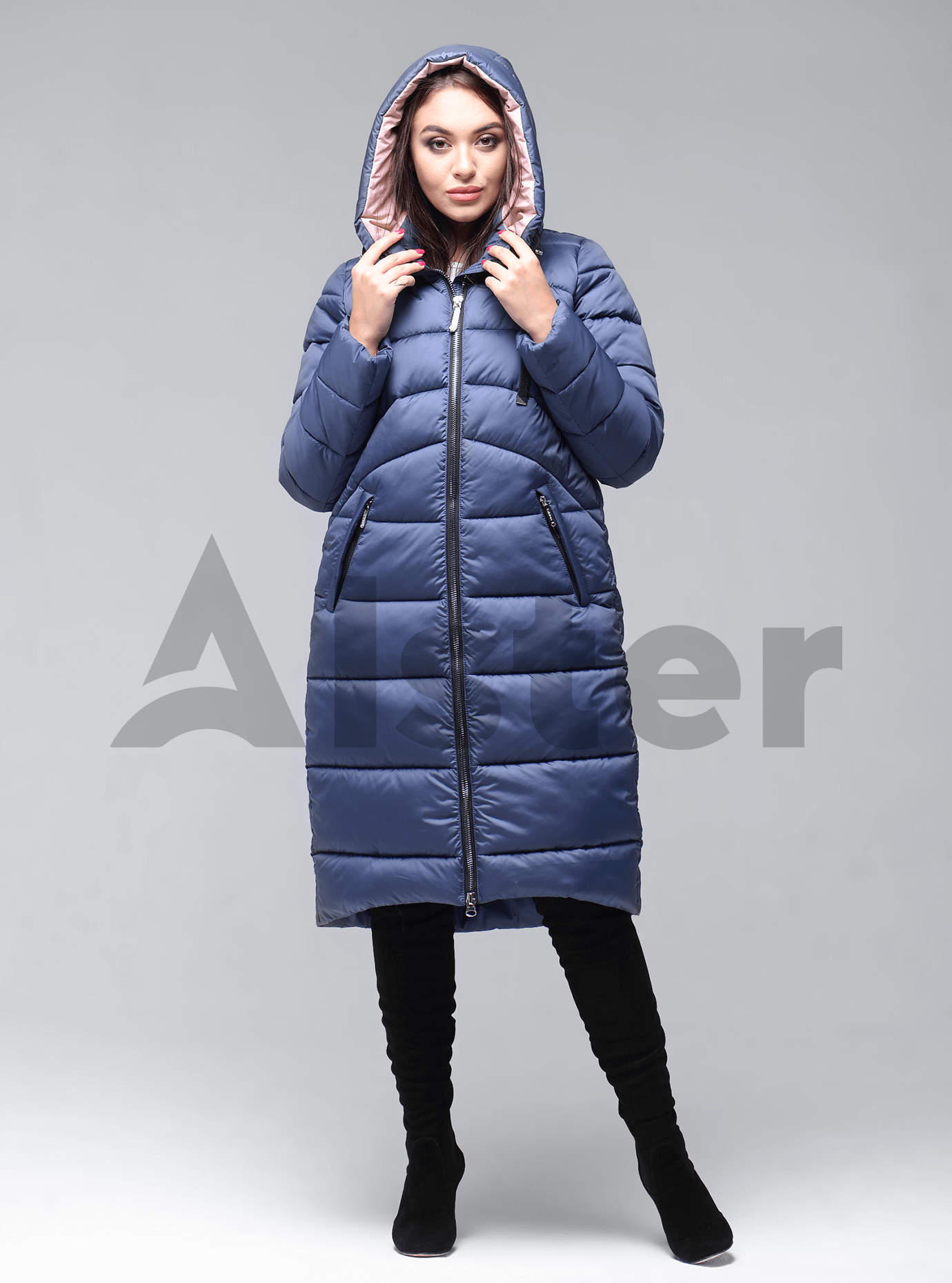 Женская зимняя куртка глубокий капюшон Синий 42 (02-KT190520): фото - Alster.ua