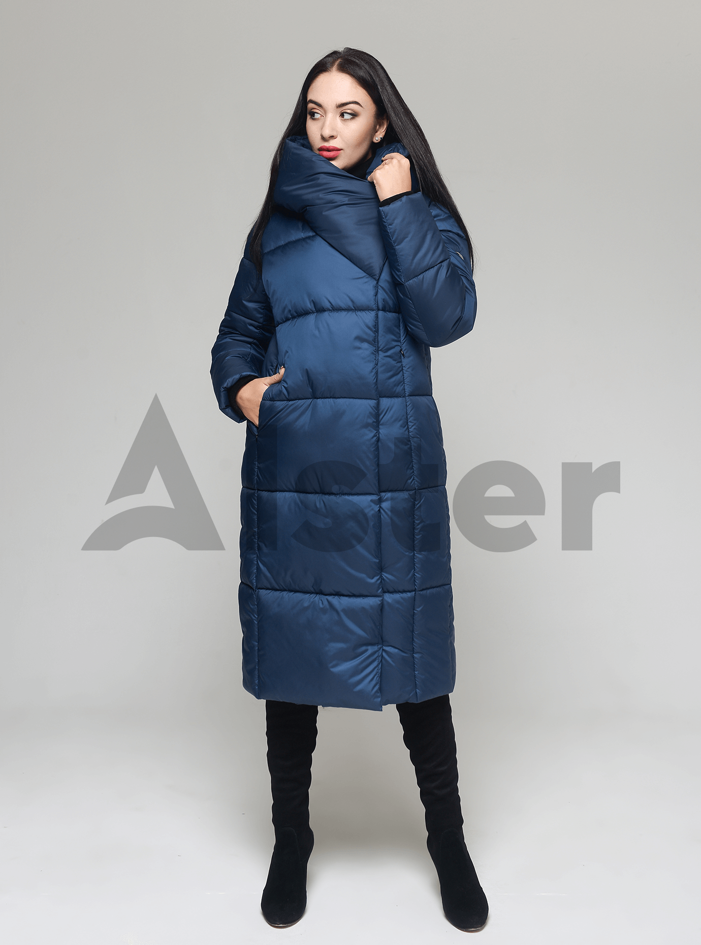 Куртка женская зимняя широкий воротник Тёмно-синий 48 (02-KT190370): фото - Alster.ua