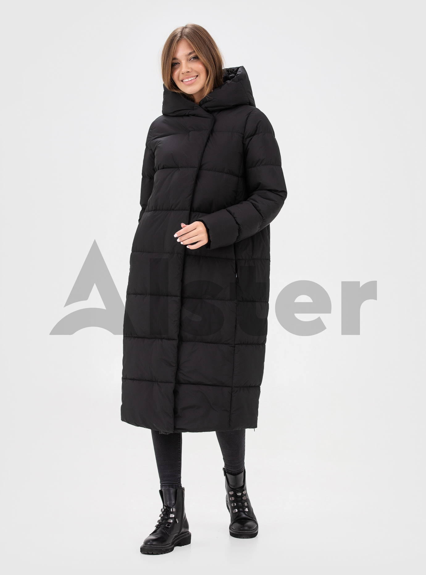 Зимняя женская куртка ниже колена Чёрный 42 (02-KT1903091): фото - Alster.ua
