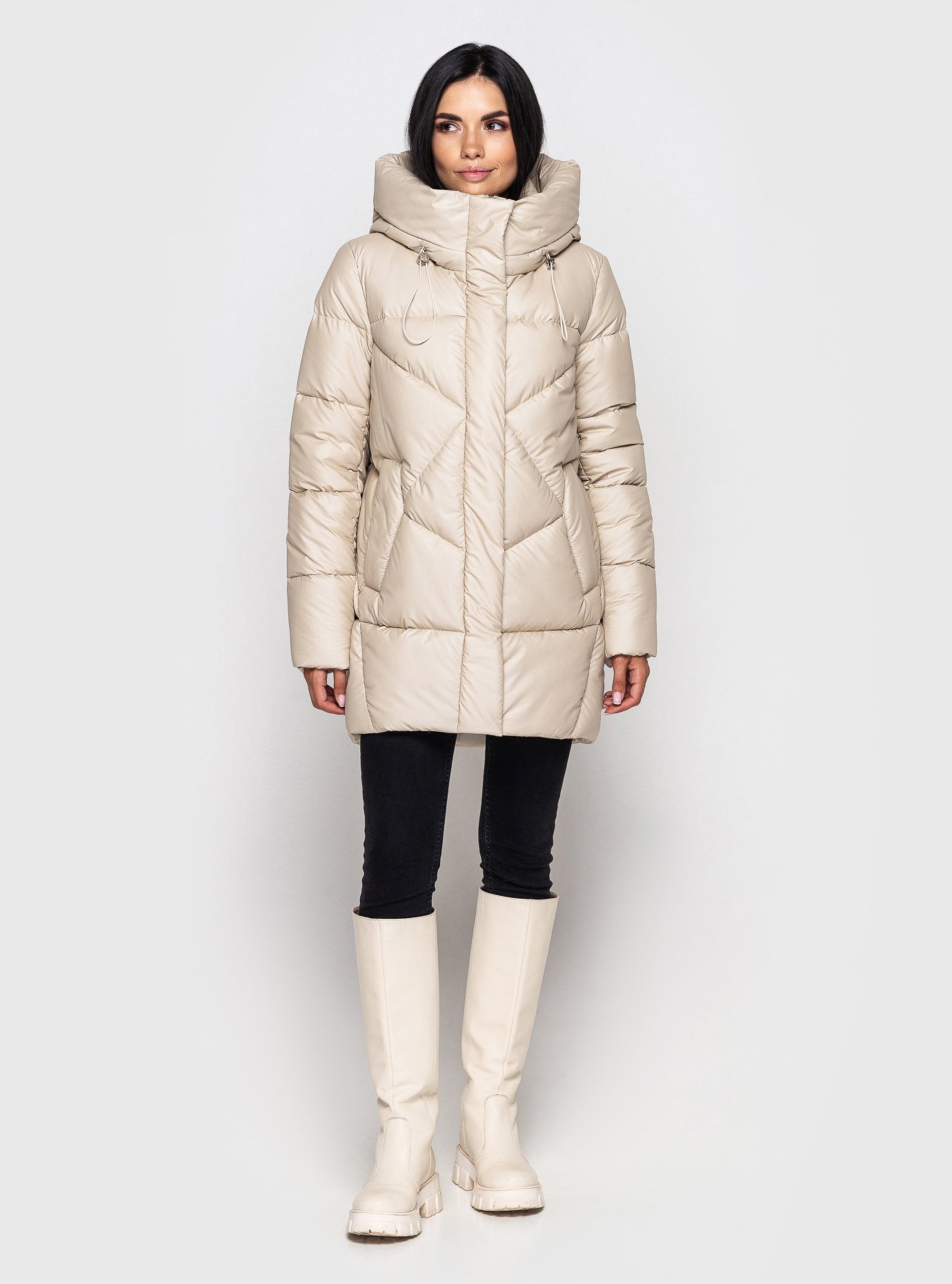 Женская зимняя куртка 509 удлиненная Молочный 46 (KTL509ARM-09): фото - Alster.ua