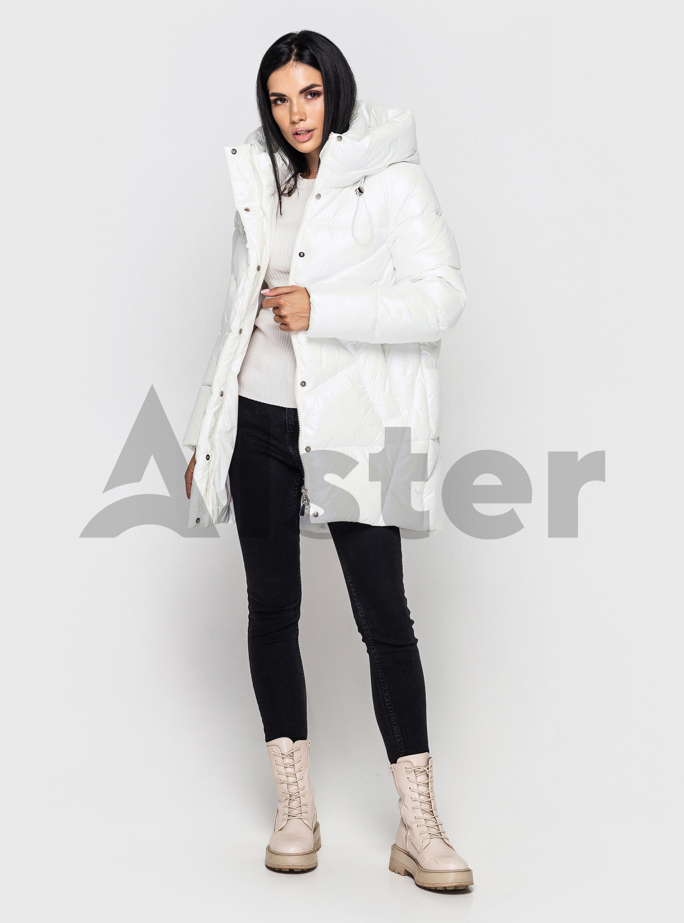 Женская зимняя куртка 509 удлиненная Белый 48 (KTL509PERL-04): фото - Alster.ua