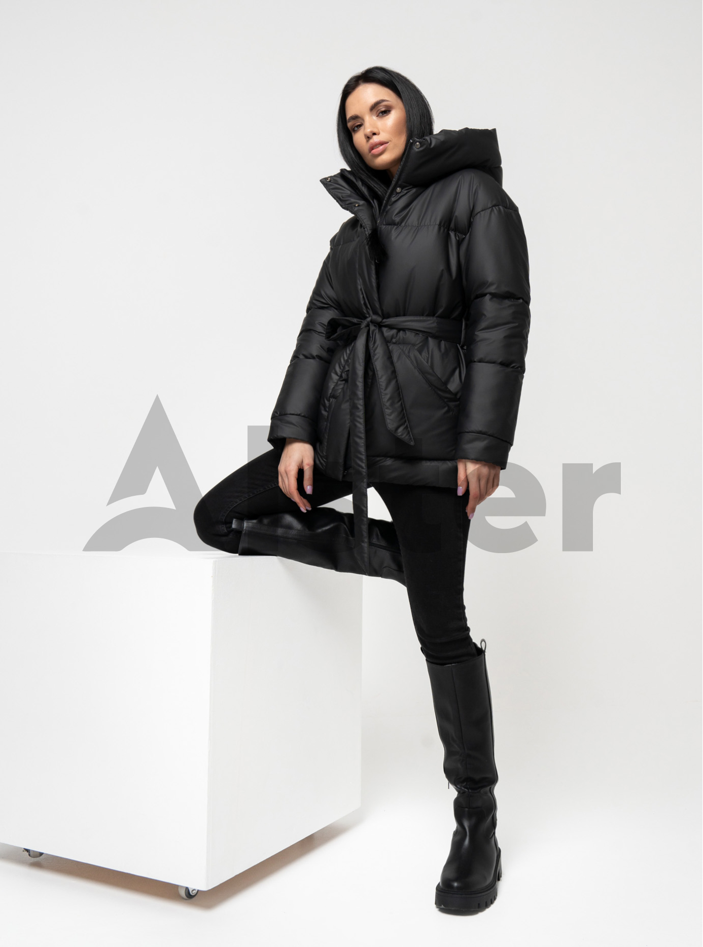 Короткая женская куртка 570 Kattaleya с поясом Чёрный 40 (KTL570P-04): фото - Alster.ua