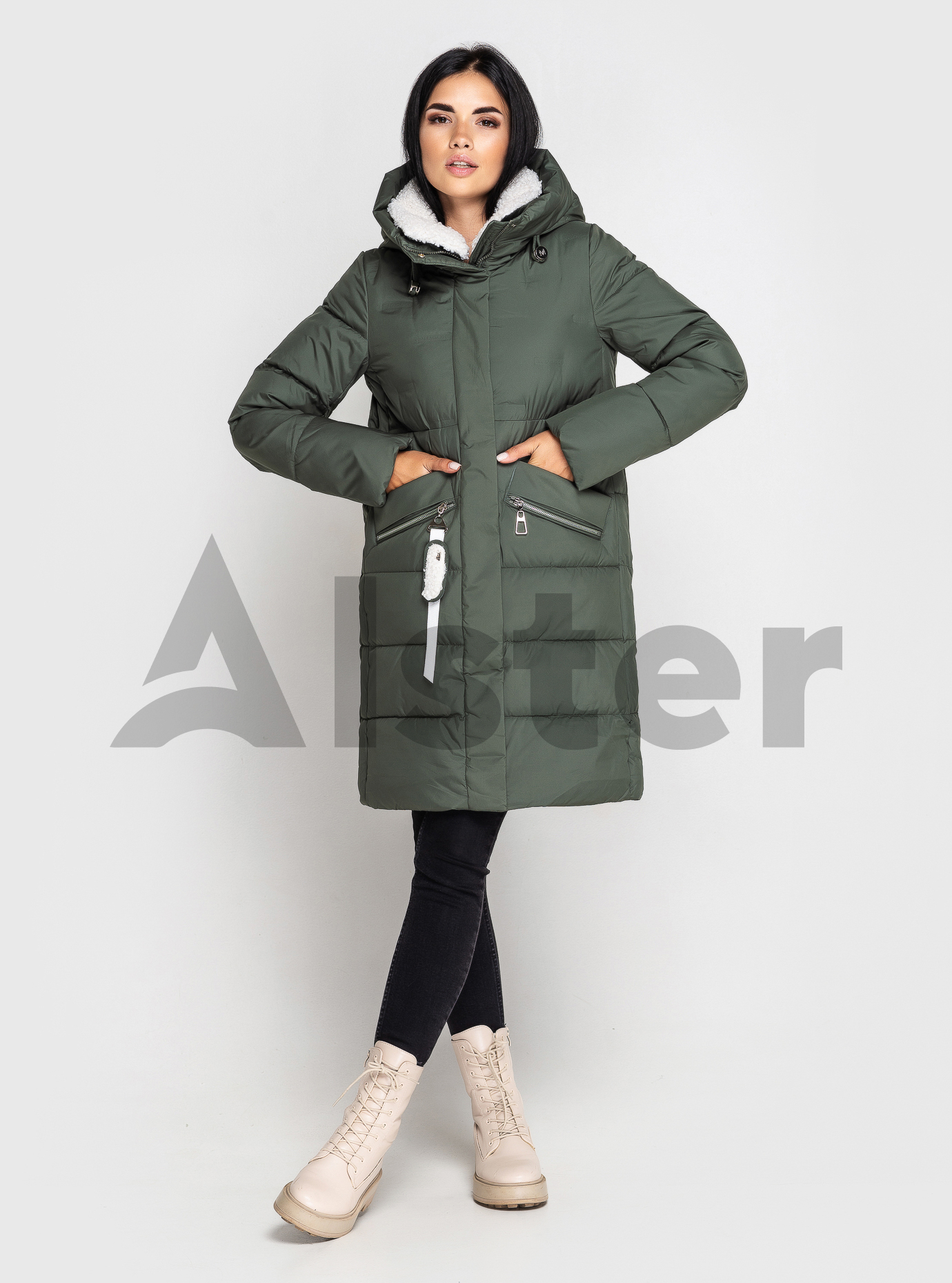 Женская зимняя куртка MEAJIATEER 23107 Серо-зелёный 2XL (MJ23107-15): фото - Alster.ua