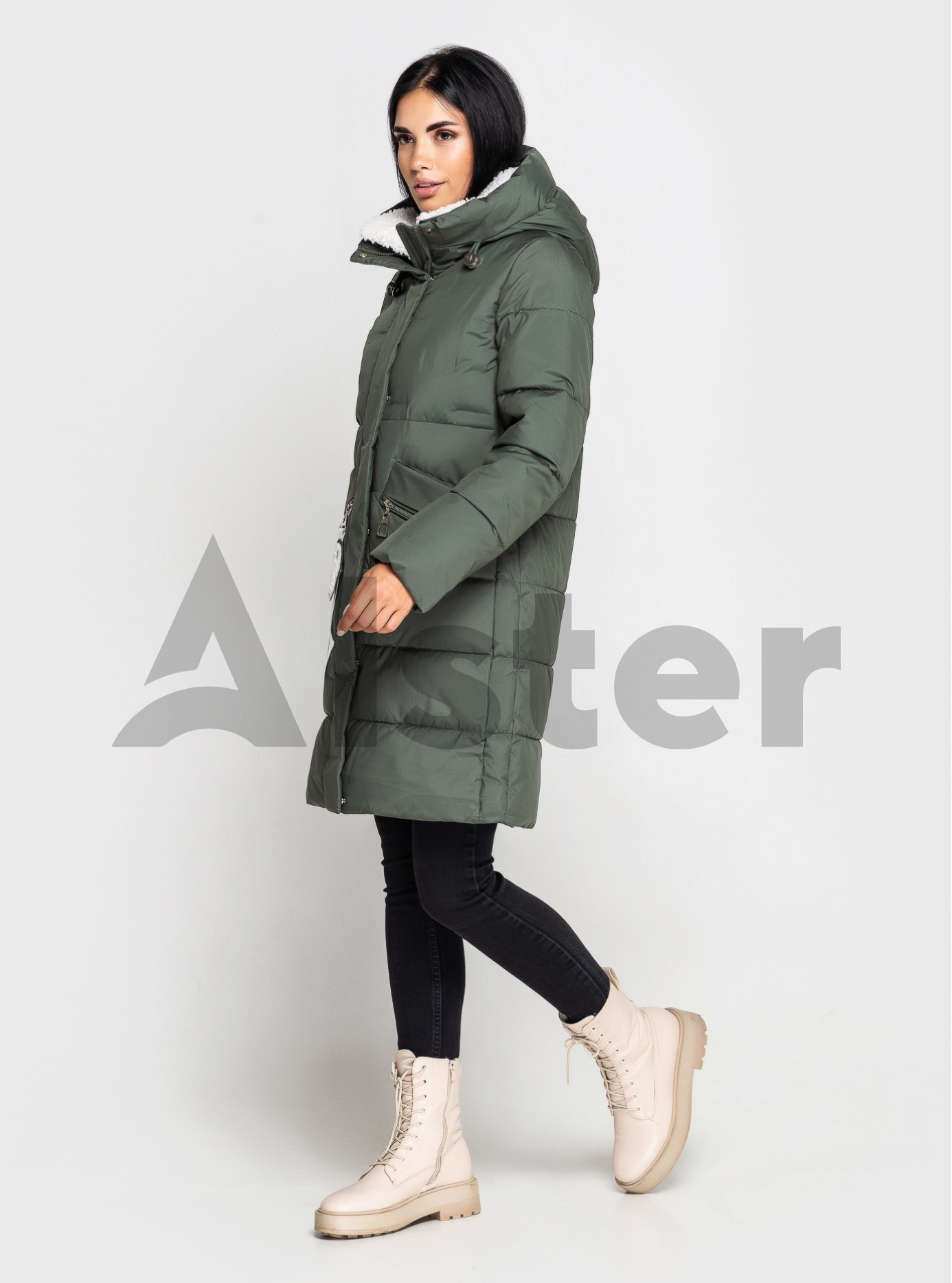 Женская зимняя куртка MEAJIATEER 23107 Серо-зелёный 2XL (MJ23107-15): фото - Alster.ua