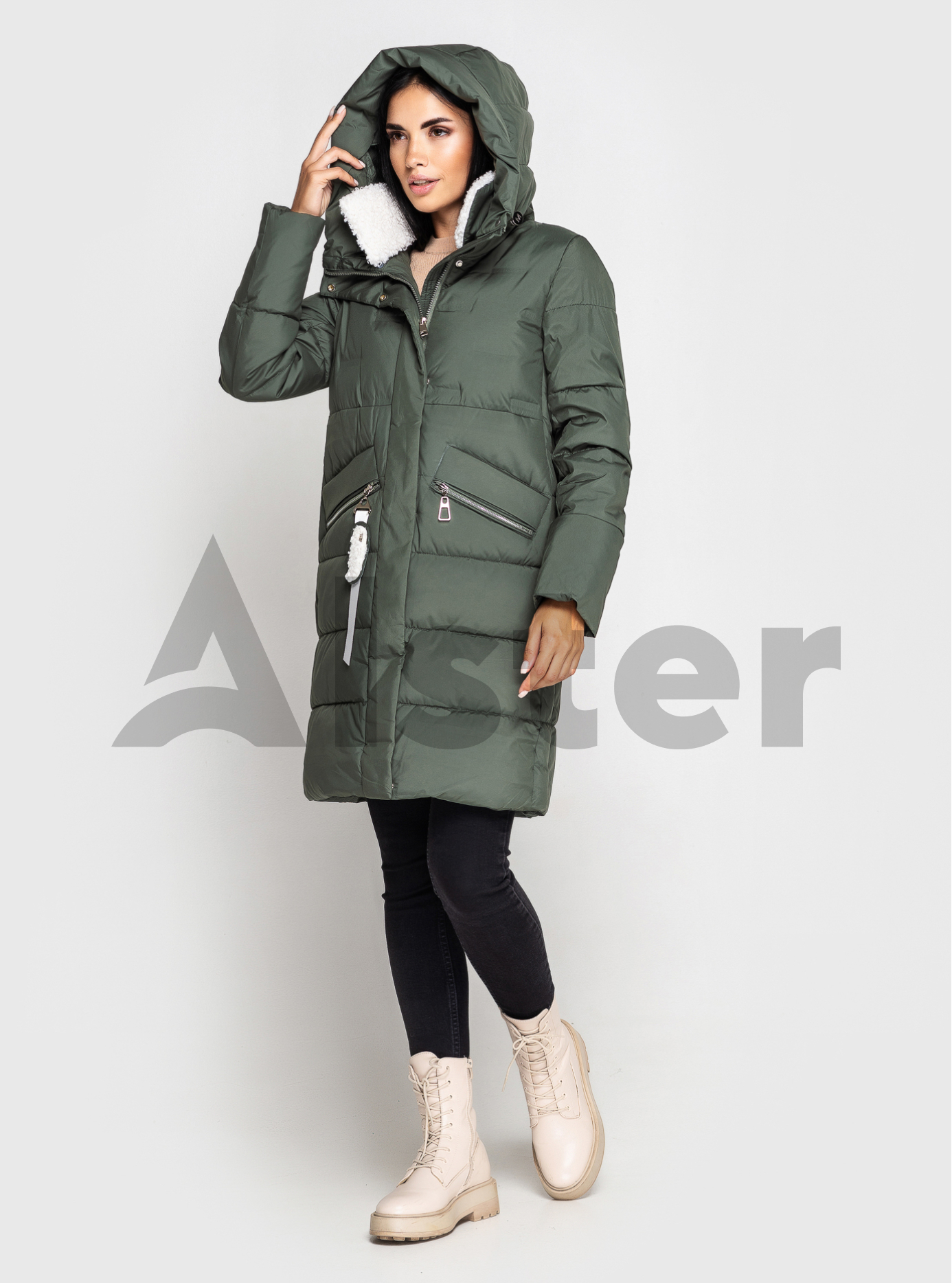 Женская зимняя куртка MEAJIATEER 23107 Серо-зелёный 2XL (MJ23107-15): фото - Alster.ua